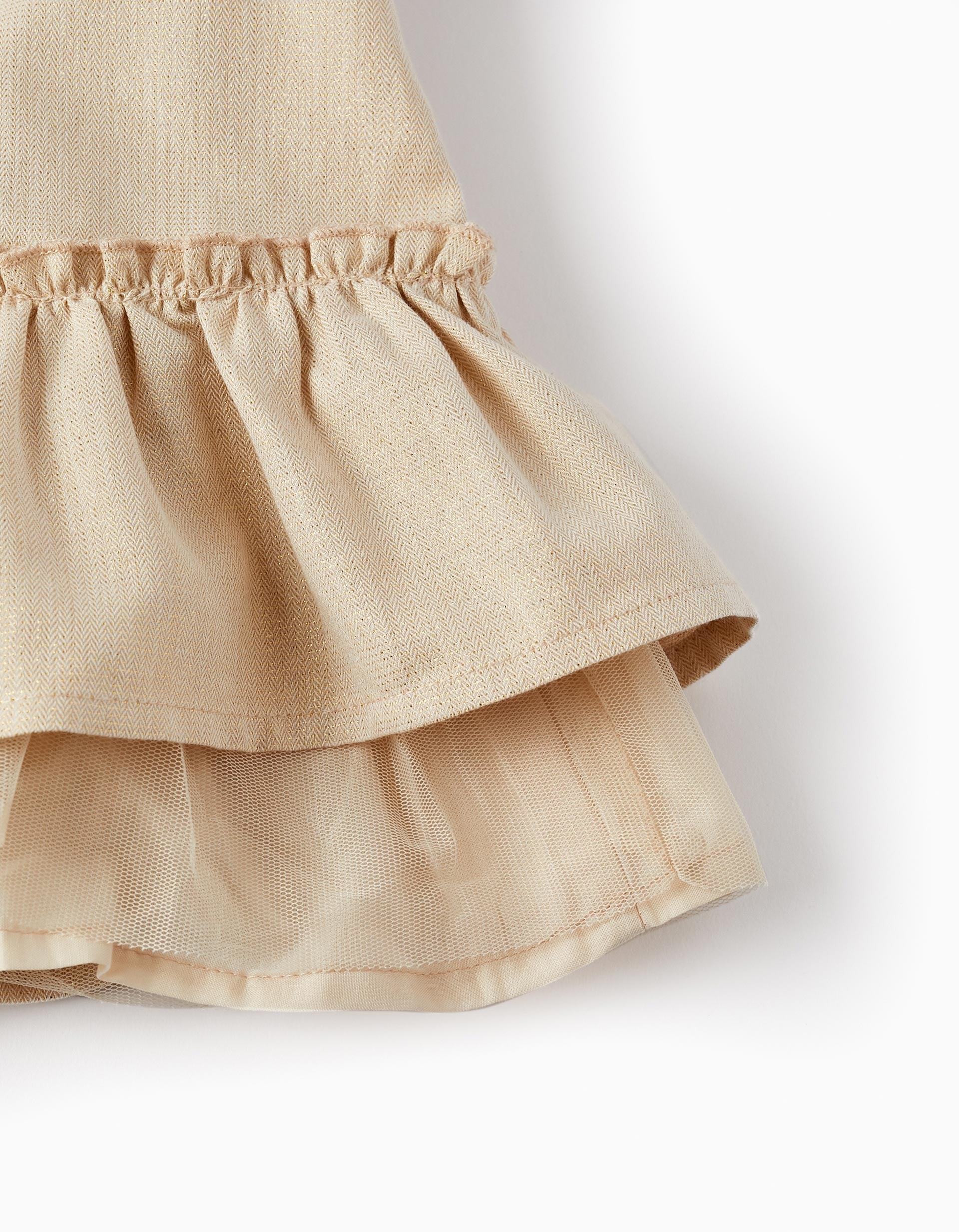 Dress with Ruffles and Lurex Threads for Baby Girls, Gold