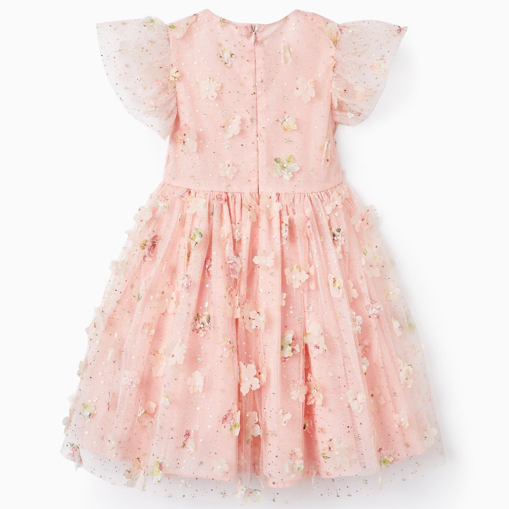 Tulle Dress with Flowers for Girls, Pink