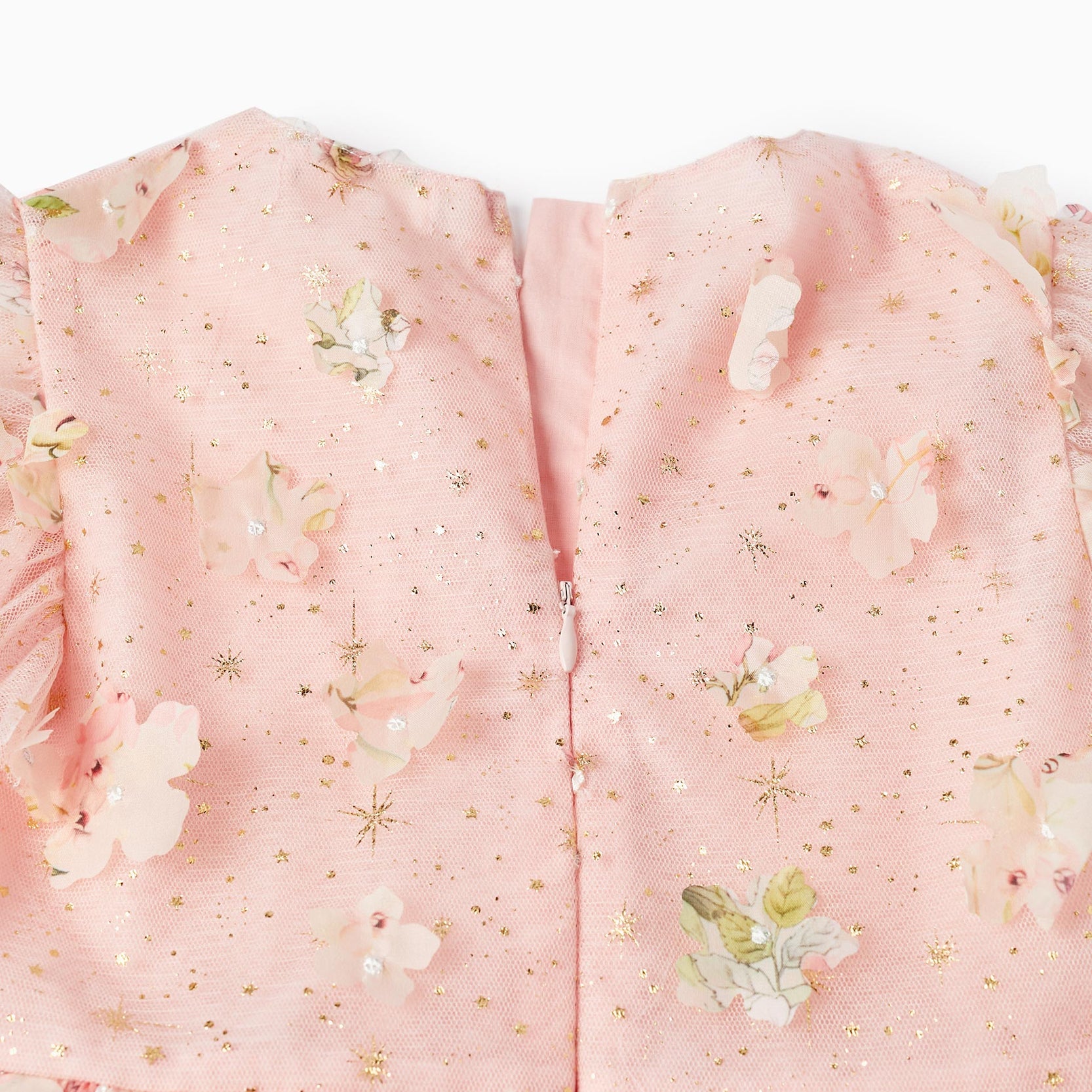 Tulle Dress with Flowers for Girls, Pink