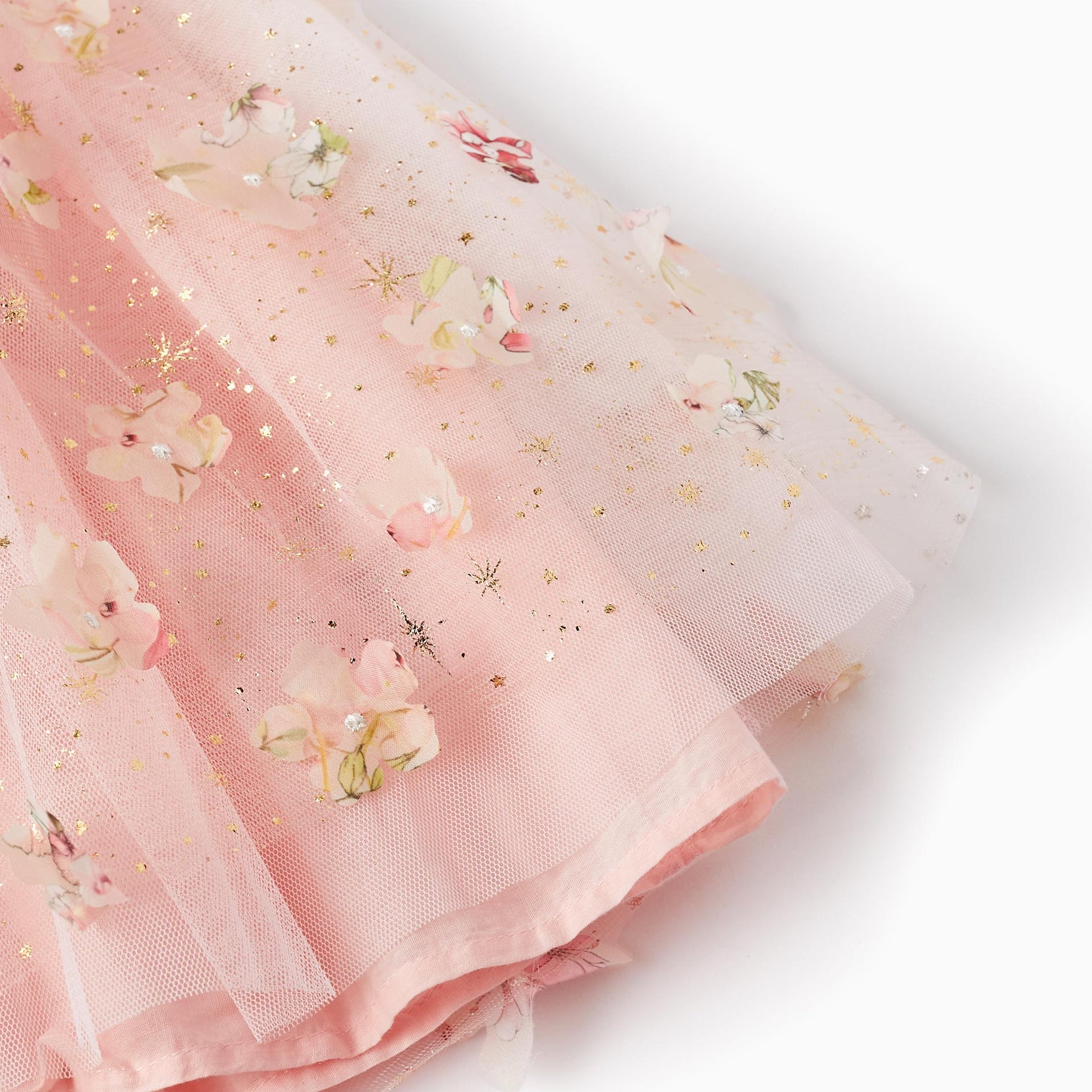 Tulle Dress with Flowers for Girls, Pink