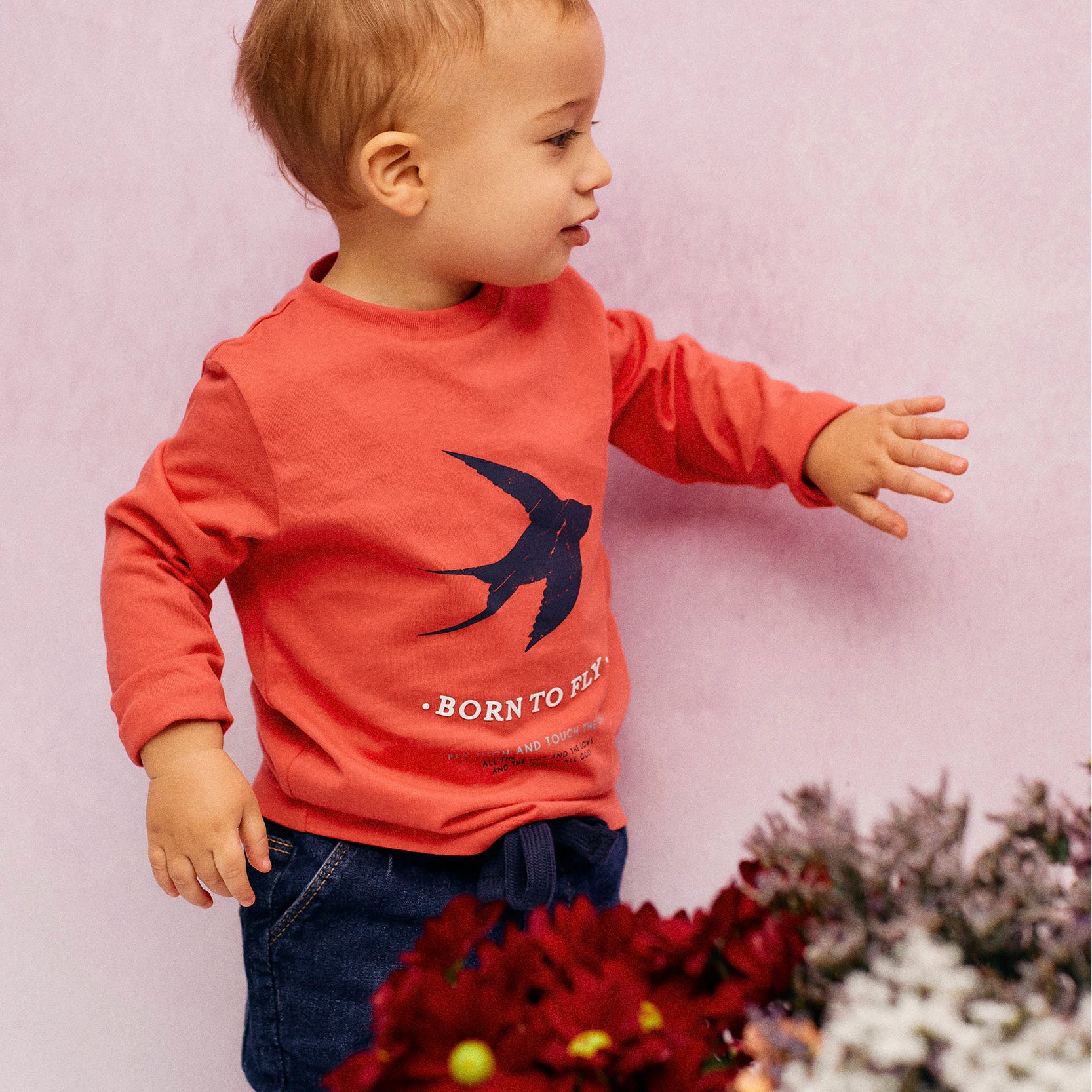 Long Sleeve T-Shirt for Baby Boys 'Born to Fly', Red