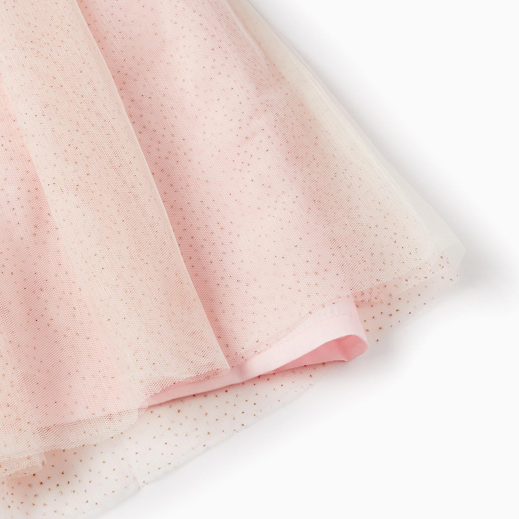 Dress in Tulle with Flowers, Glitter, and Sequins for Girls, Pink