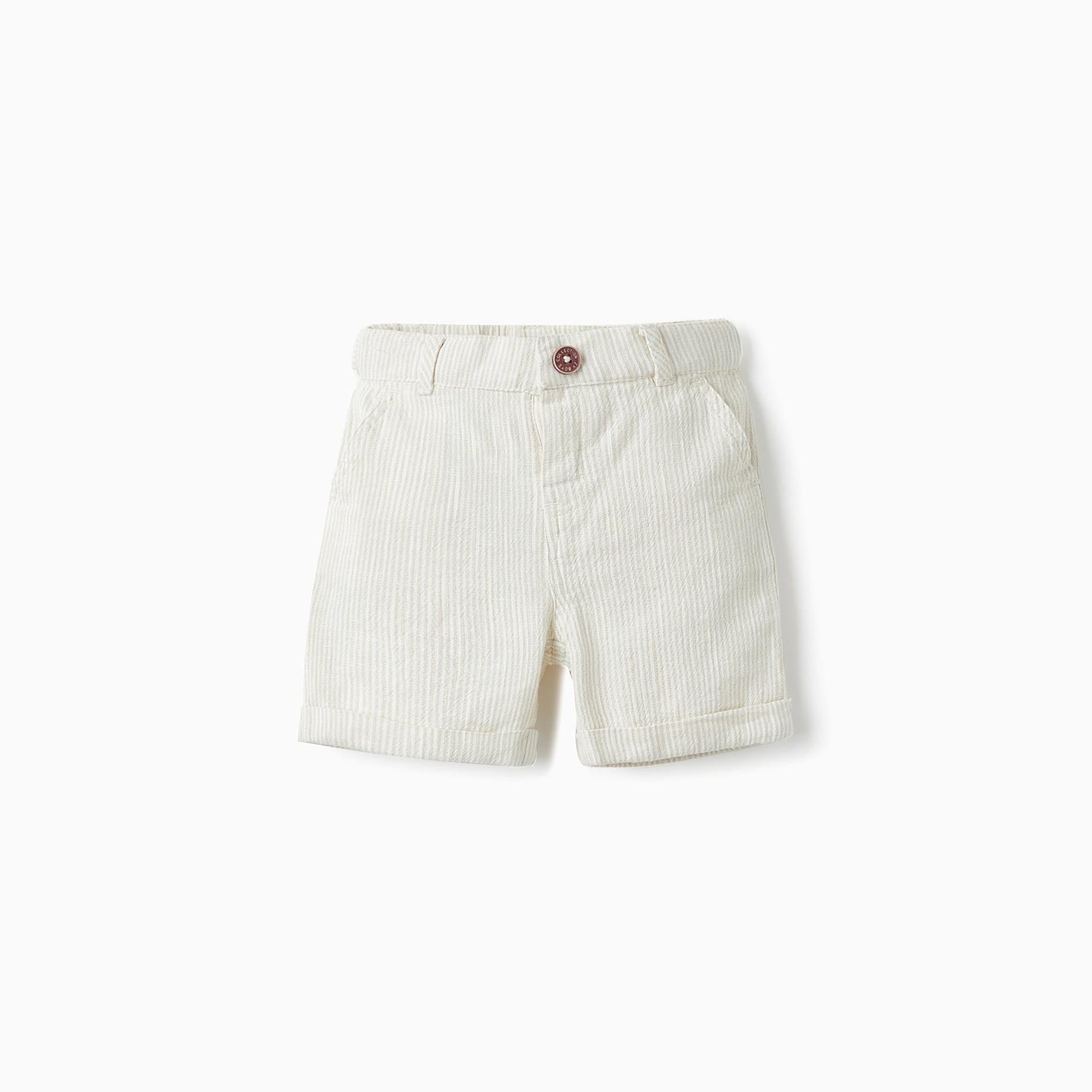 Striped Chino Shorts for Baby Boys, White/Beige