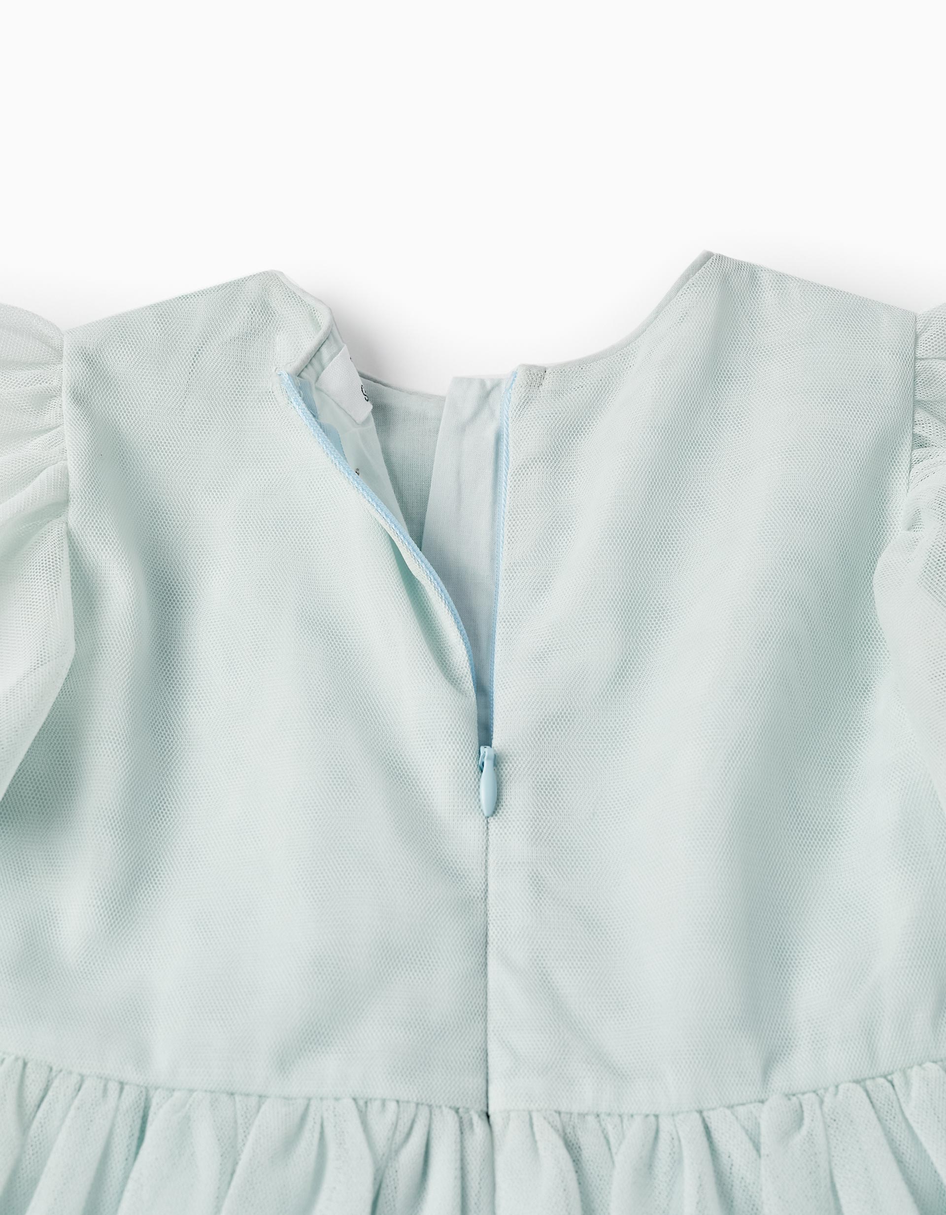 Dress with Tulle and Sequins for Girls, Turquoise/Light Blue