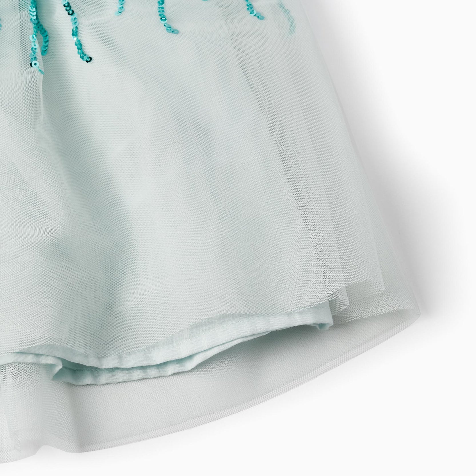 Dress with Tulle and Sequins for Girls, Turquoise/Light Blue