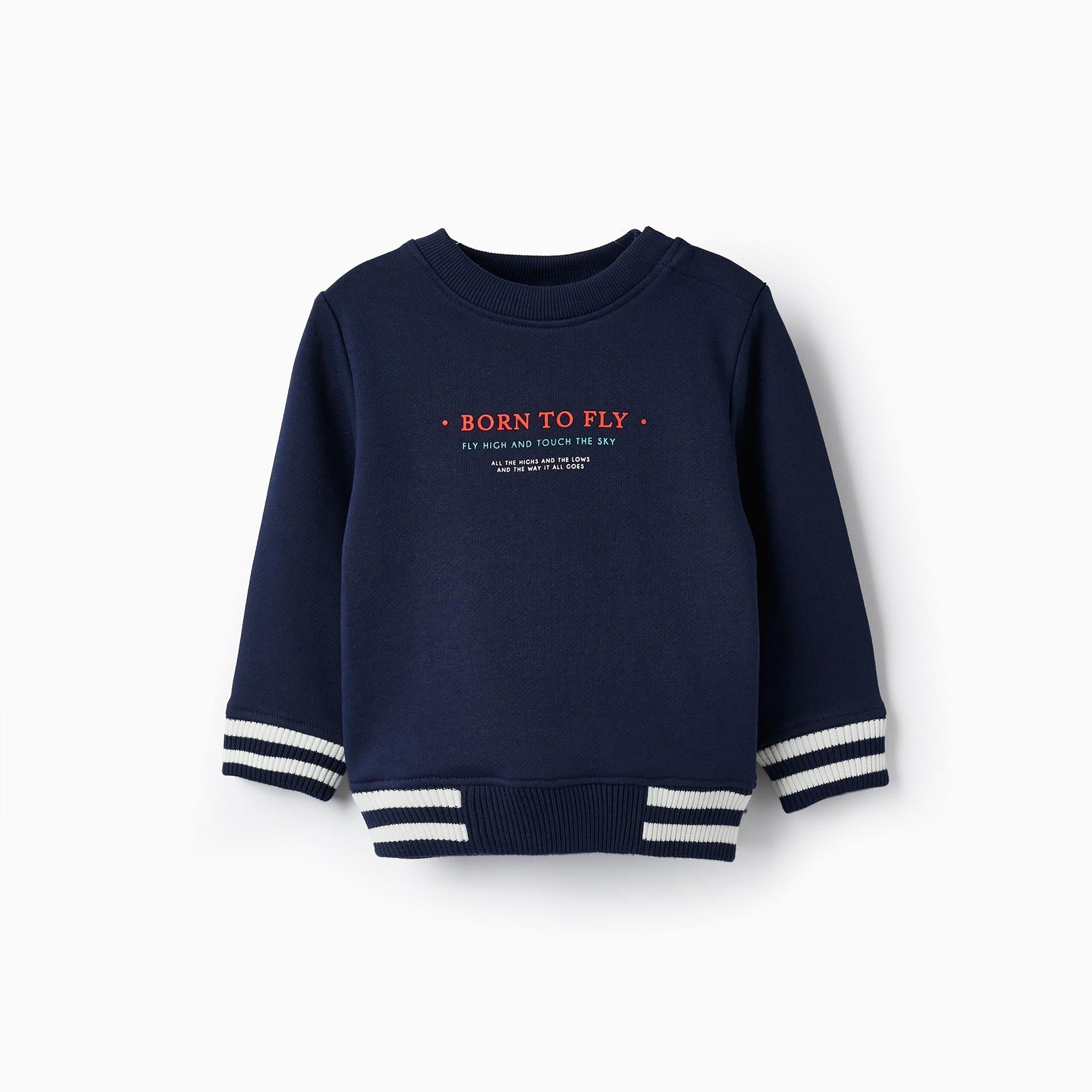 Cotton Sweatshirt for Baby Boy 'Born to Fly', Dark Blue