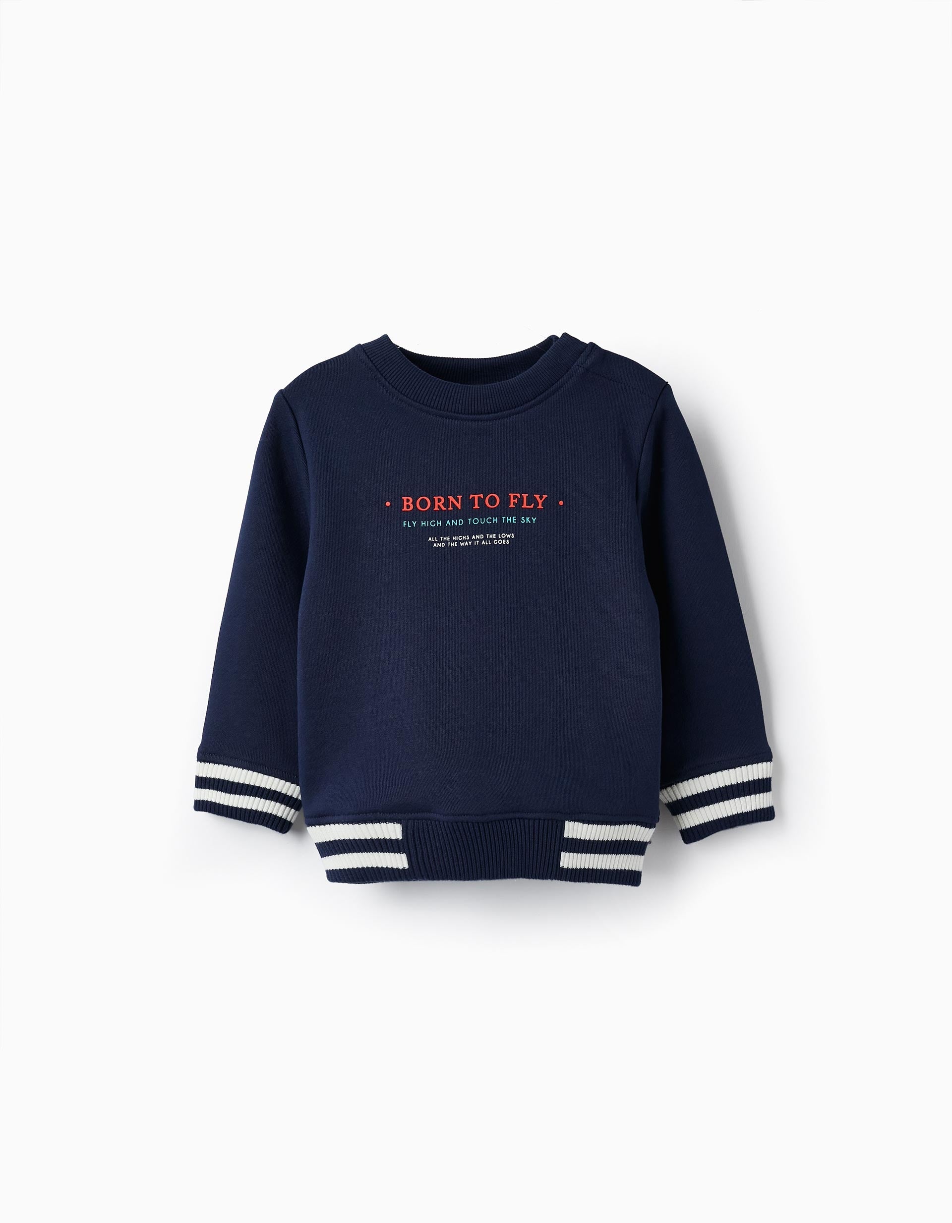 Cotton Sweatshirt for Baby Boy 'Born to Fly', Dark Blue