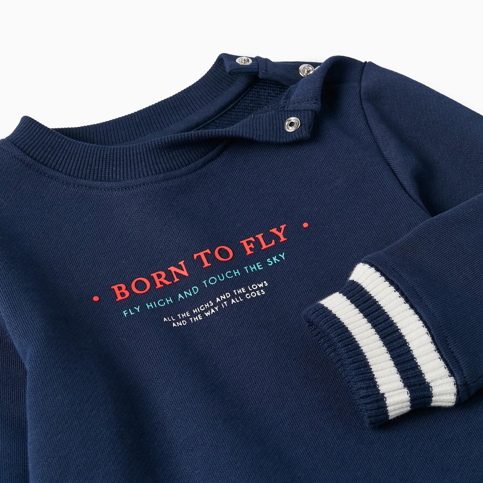 Cotton Sweatshirt for Baby Boy 'Born to Fly', Dark Blue