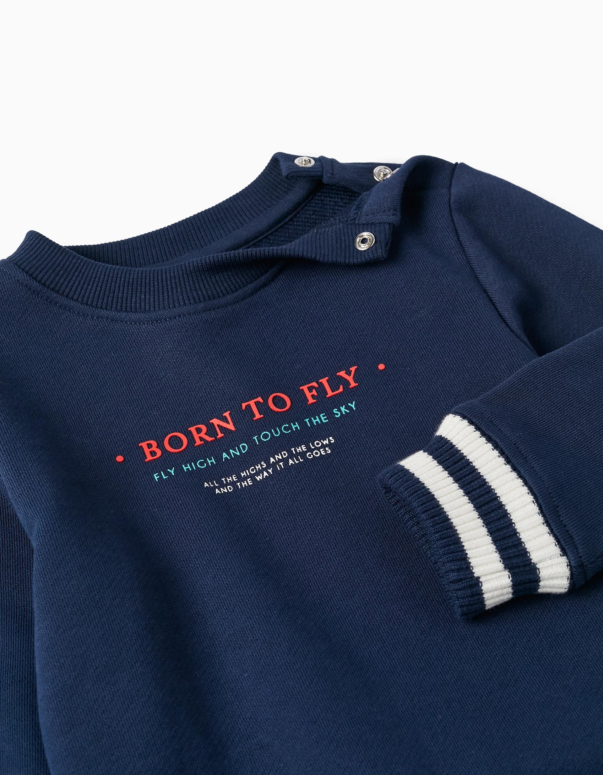Cotton Sweatshirt for Baby Boy 'Born to Fly', Dark Blue