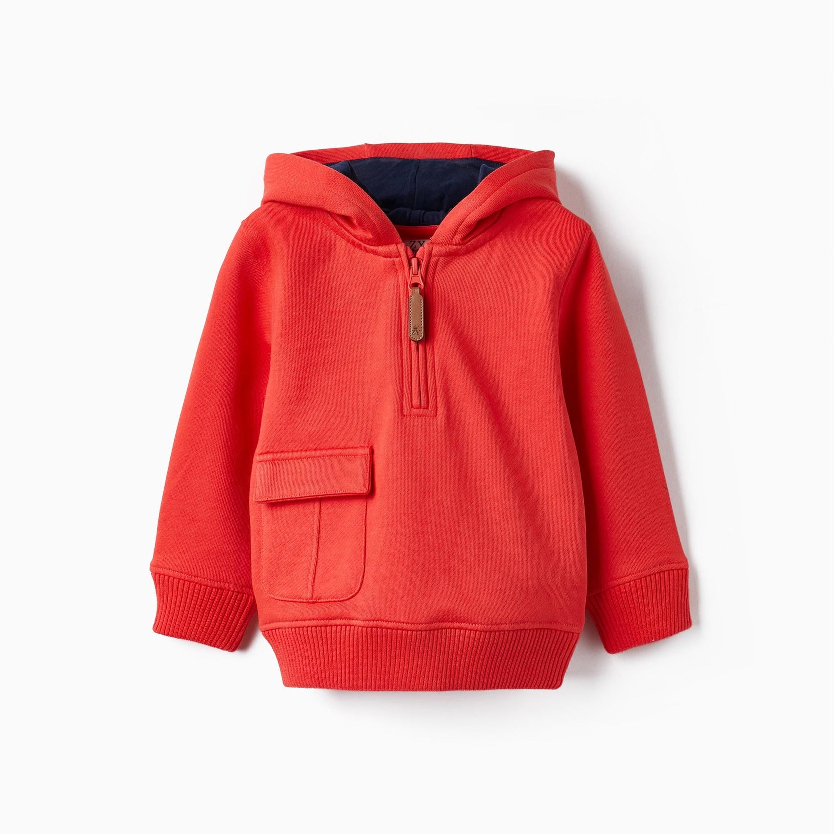Cotton Hooded Sweatshirt for Baby Boy, Light Red
