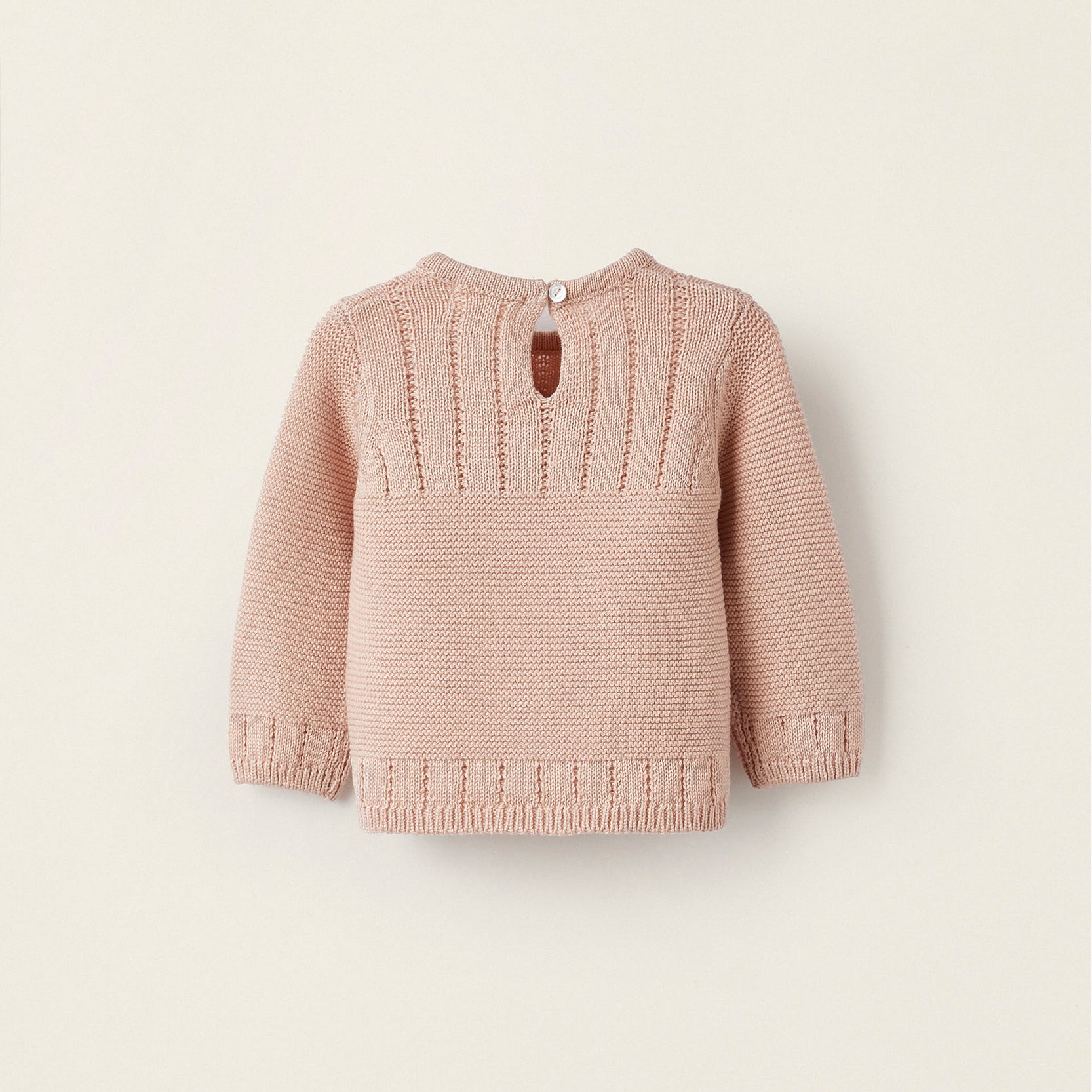 Knitted Cardigan for Newborn Girls, Light Pink