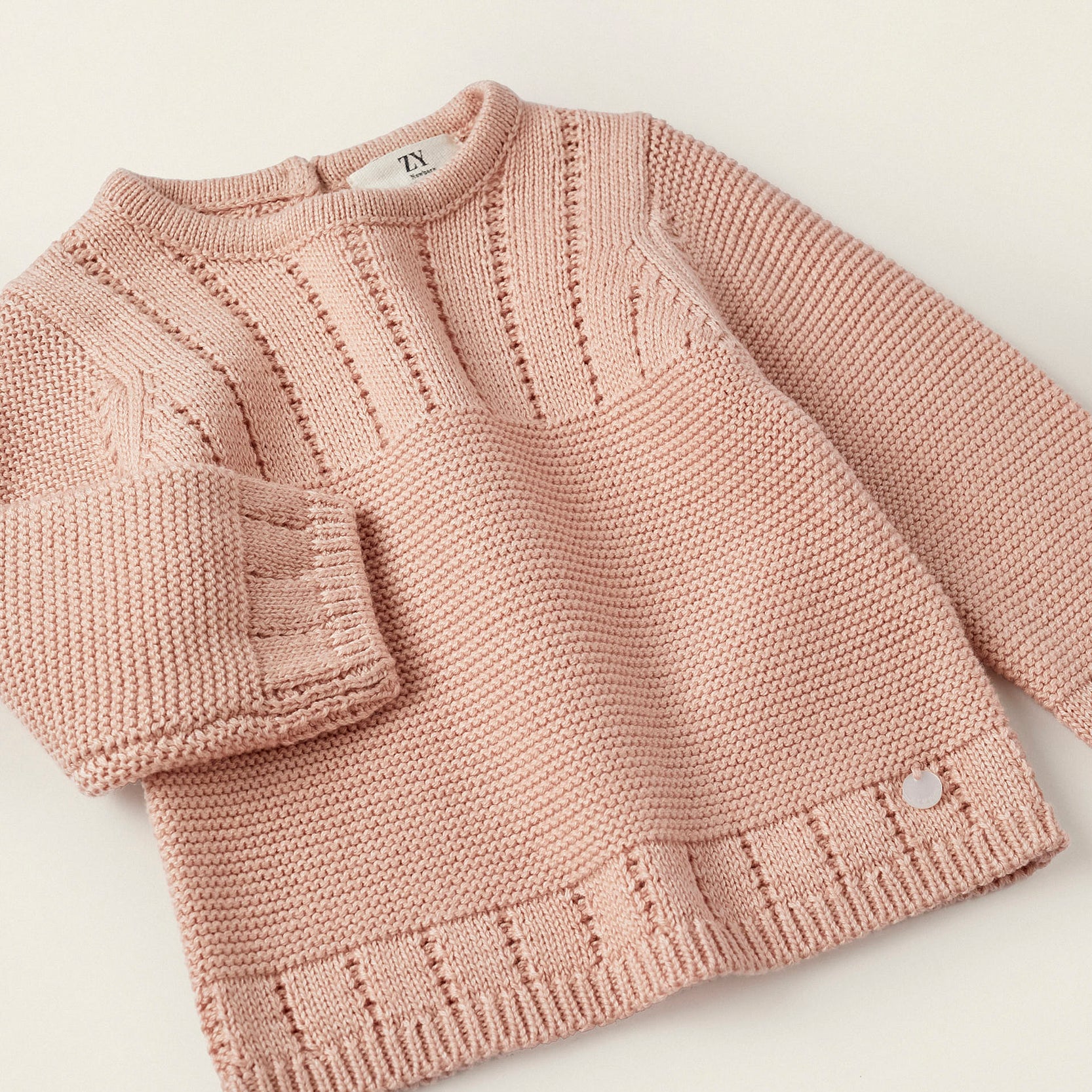 Knitted Cardigan for Newborn Girls, Light Pink