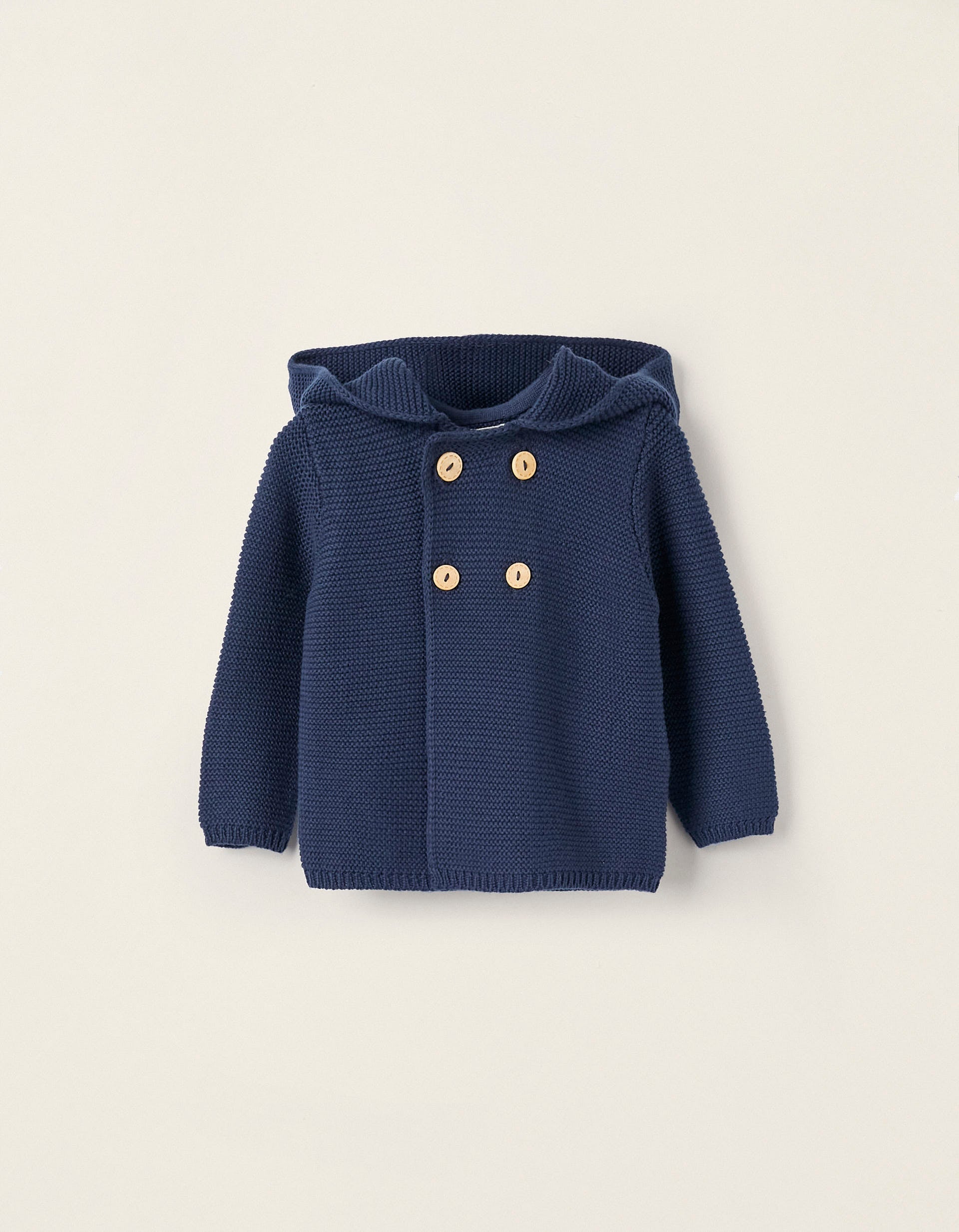 Hooded Cardigan for Newborn Boys, Dark Blue
