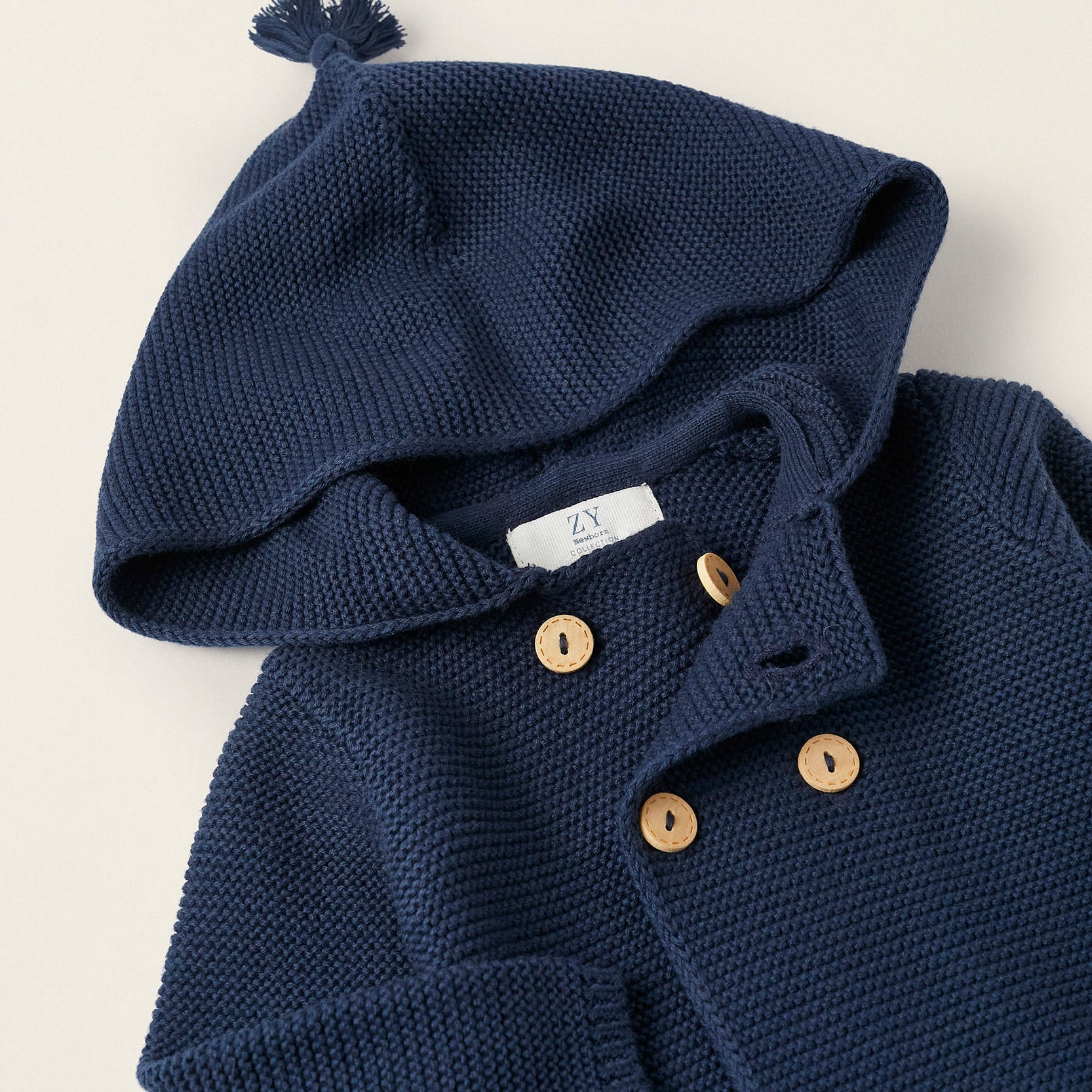 Hooded Cardigan for Newborn Boys, Dark Blue