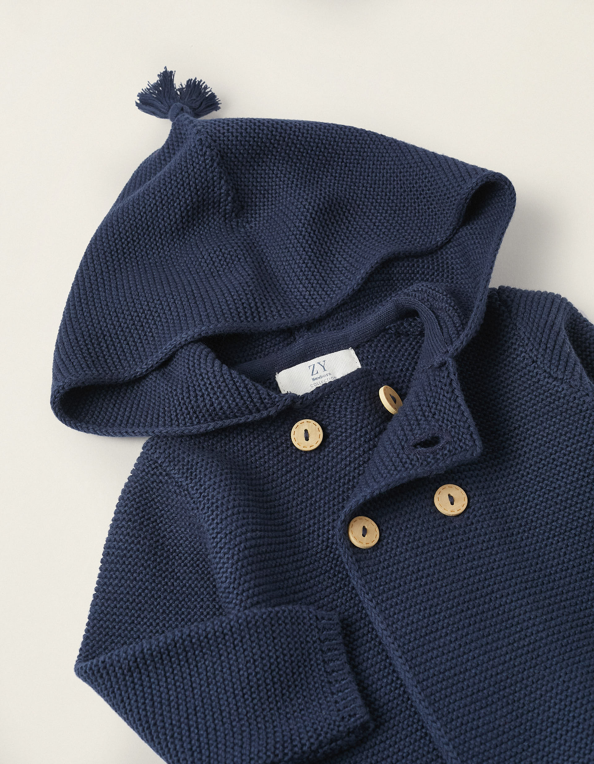 Hooded Cardigan for Newborn Boys, Dark Blue