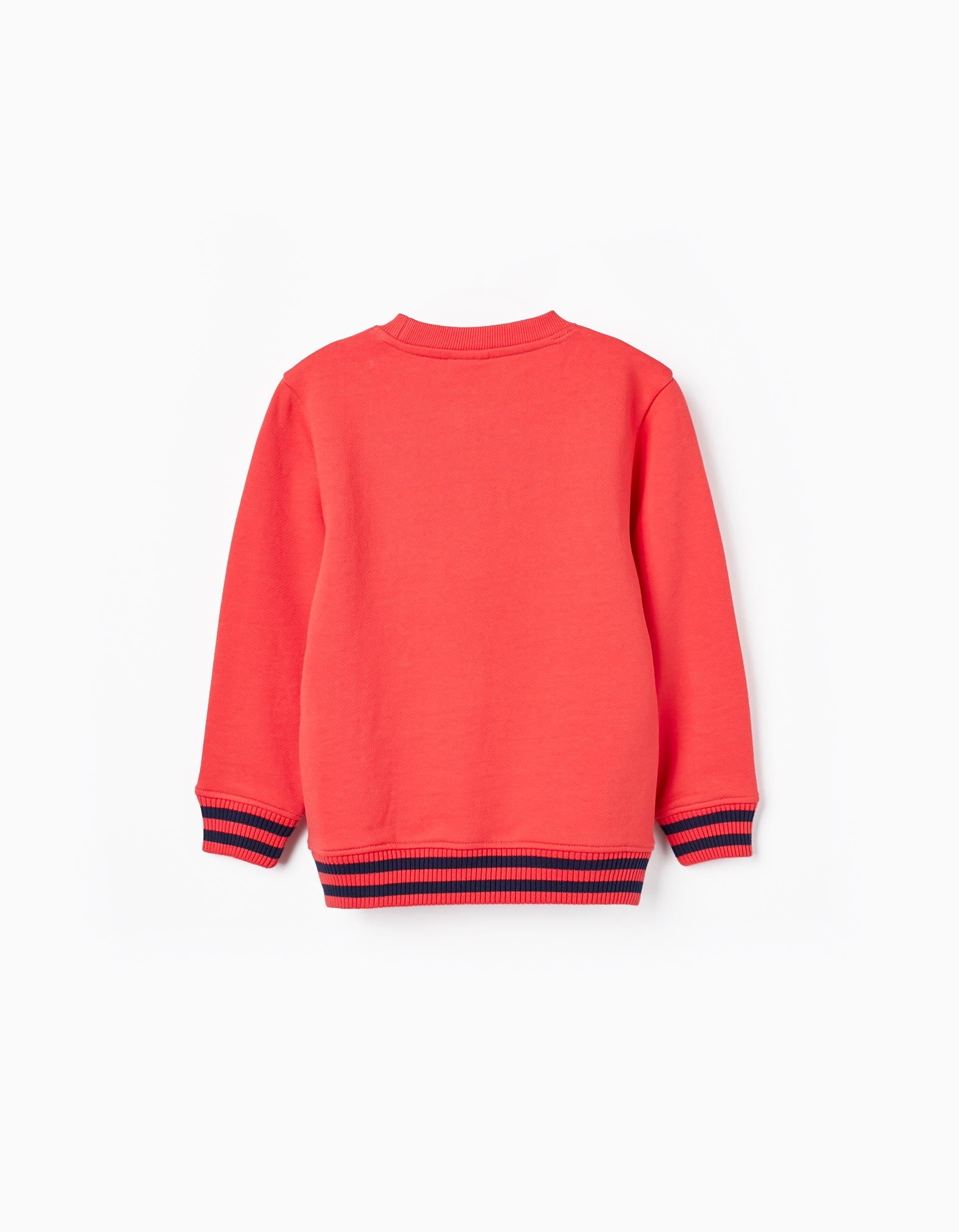 Cotton Sweatshirt with Embossed Print for Boys, Light Red