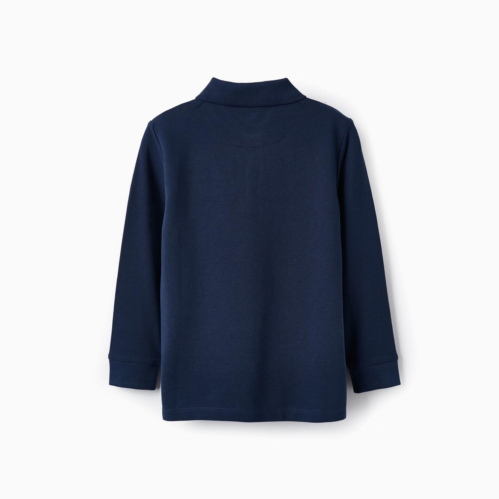 Long Sleeve Piqué Polo for Boys, Dark Blue