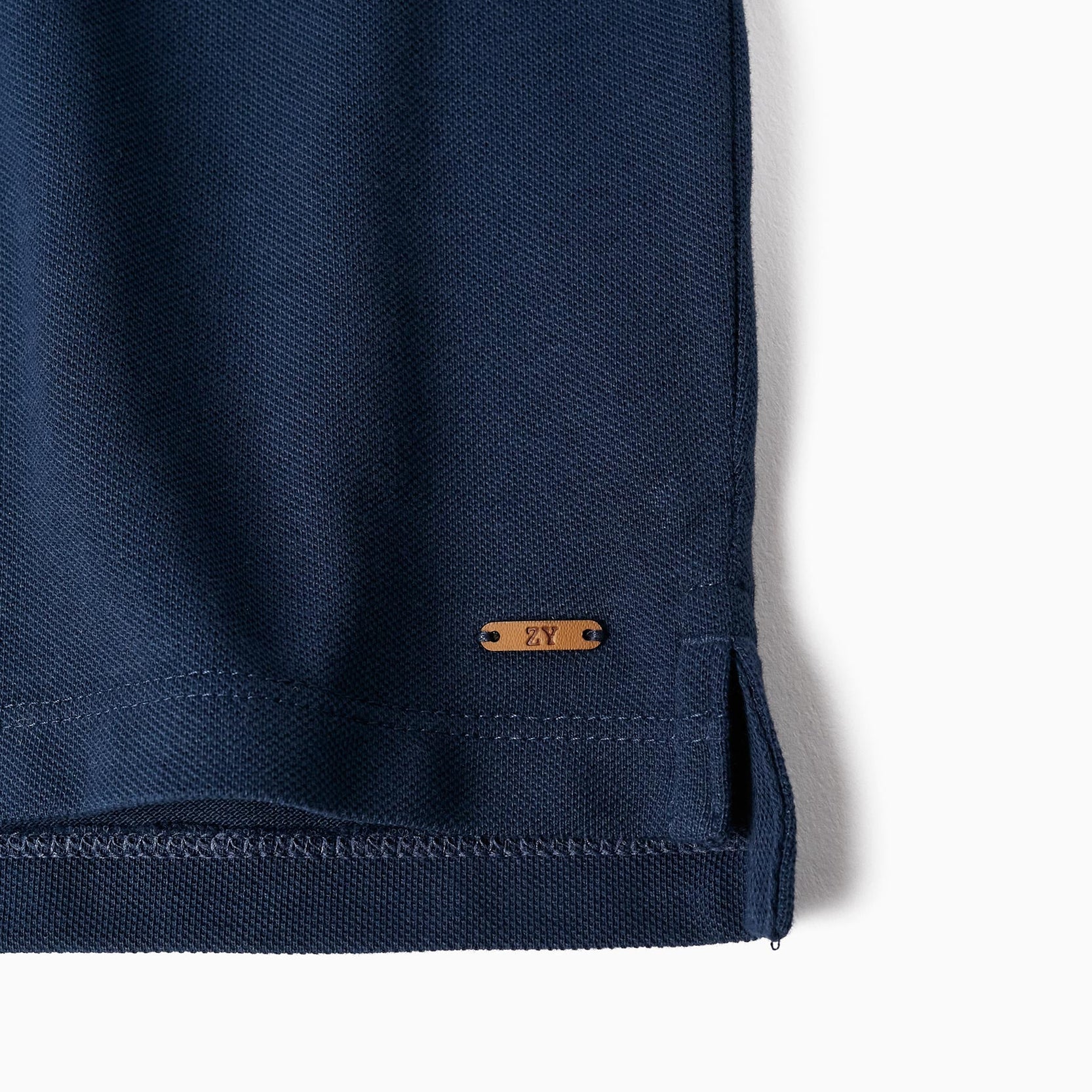 Long Sleeve Piqué Polo for Boys, Dark Blue