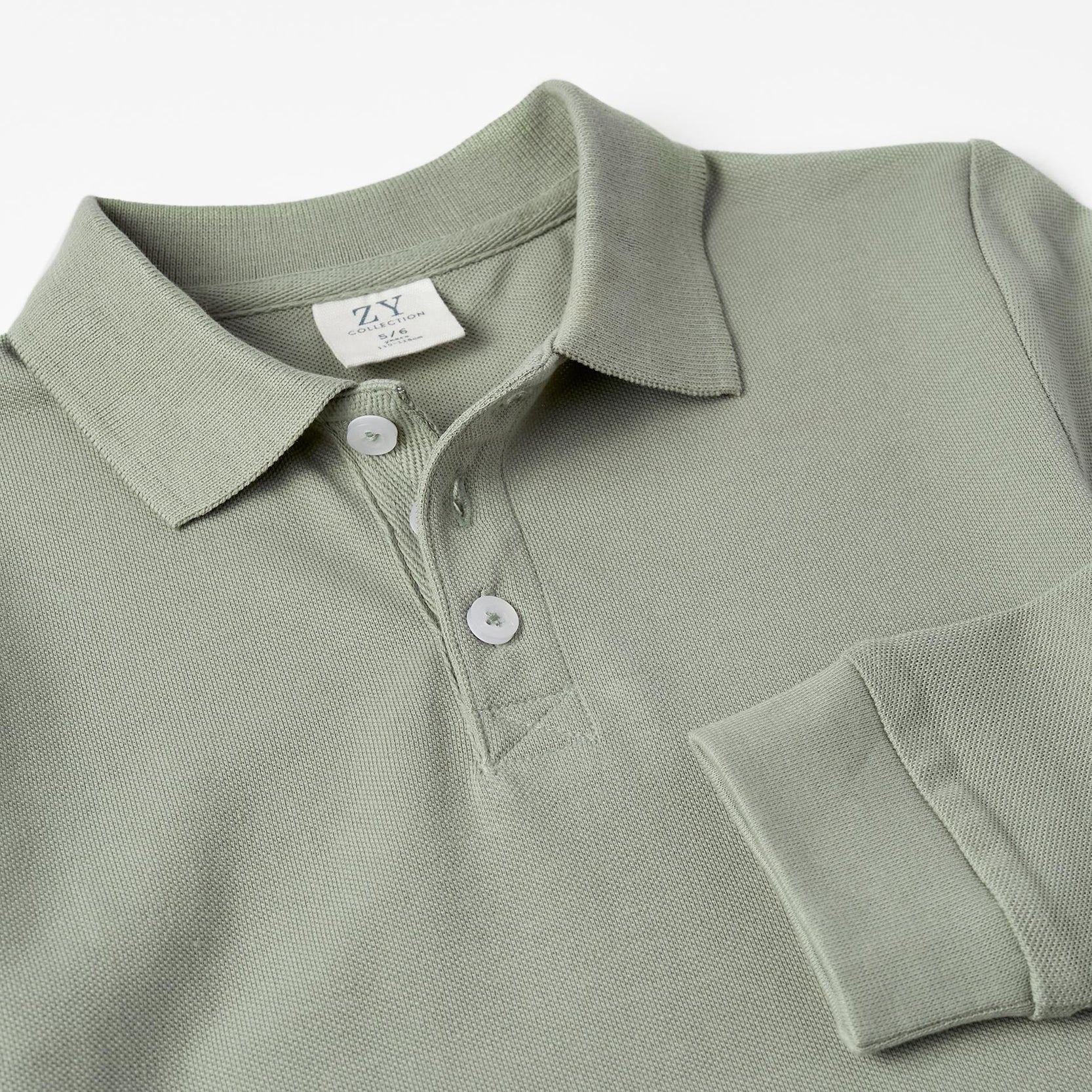 Long Sleeve Piqué Polo for Boys, Light Green
