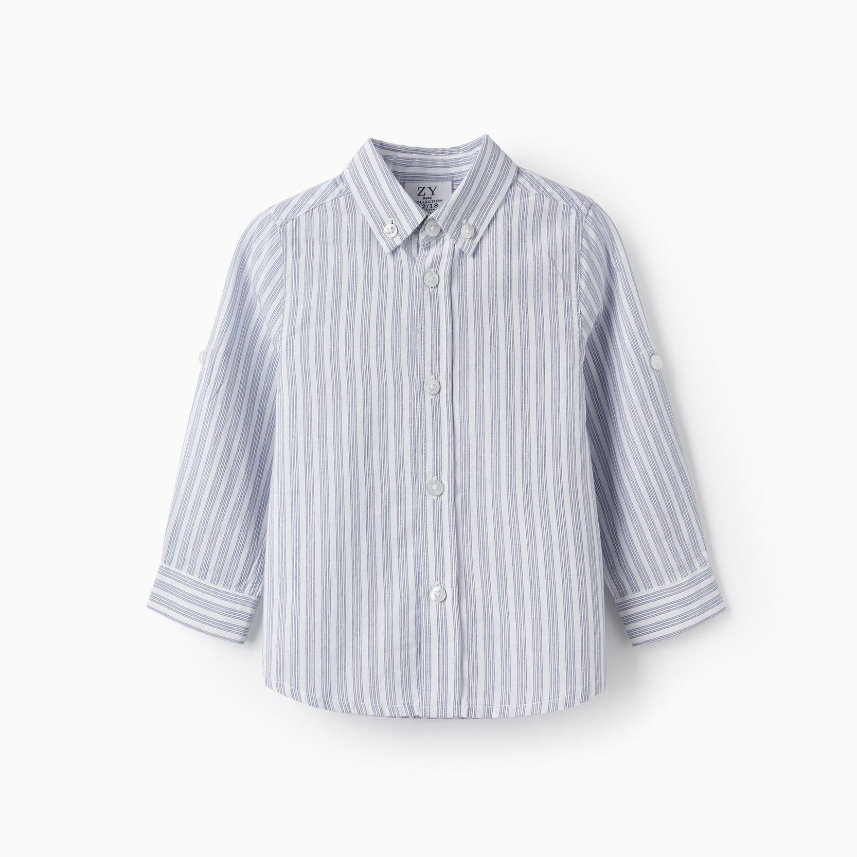 Striped Shirt in Cotton for Baby Boys, White/Blue