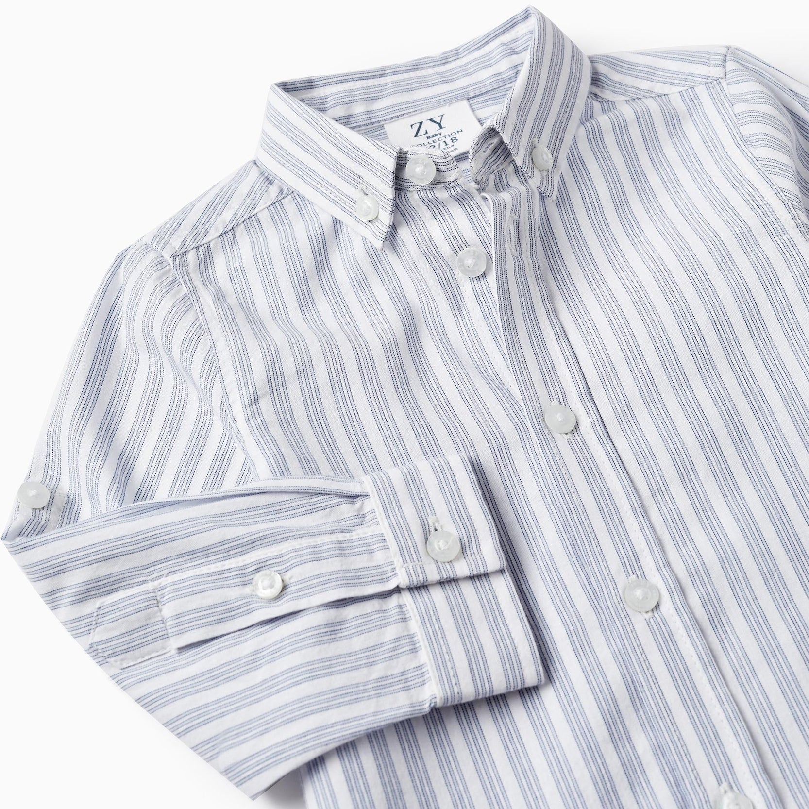 Striped Shirt in Cotton for Baby Boys, White/Blue