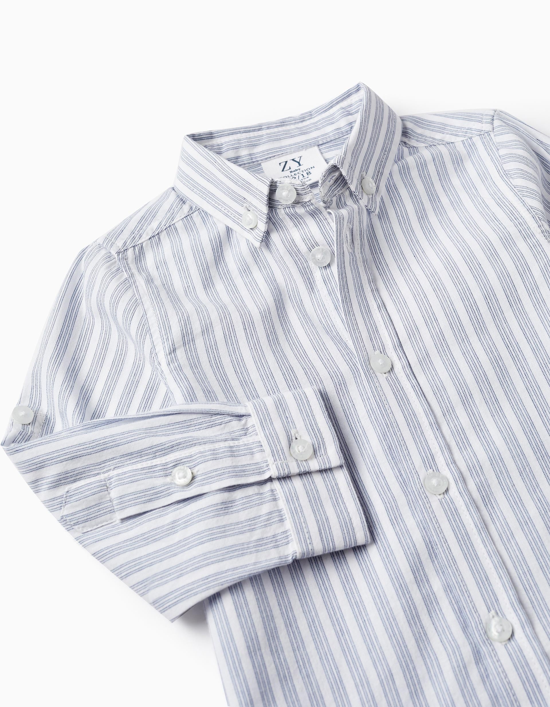 Striped Shirt in Cotton for Baby Boys, White/Blue