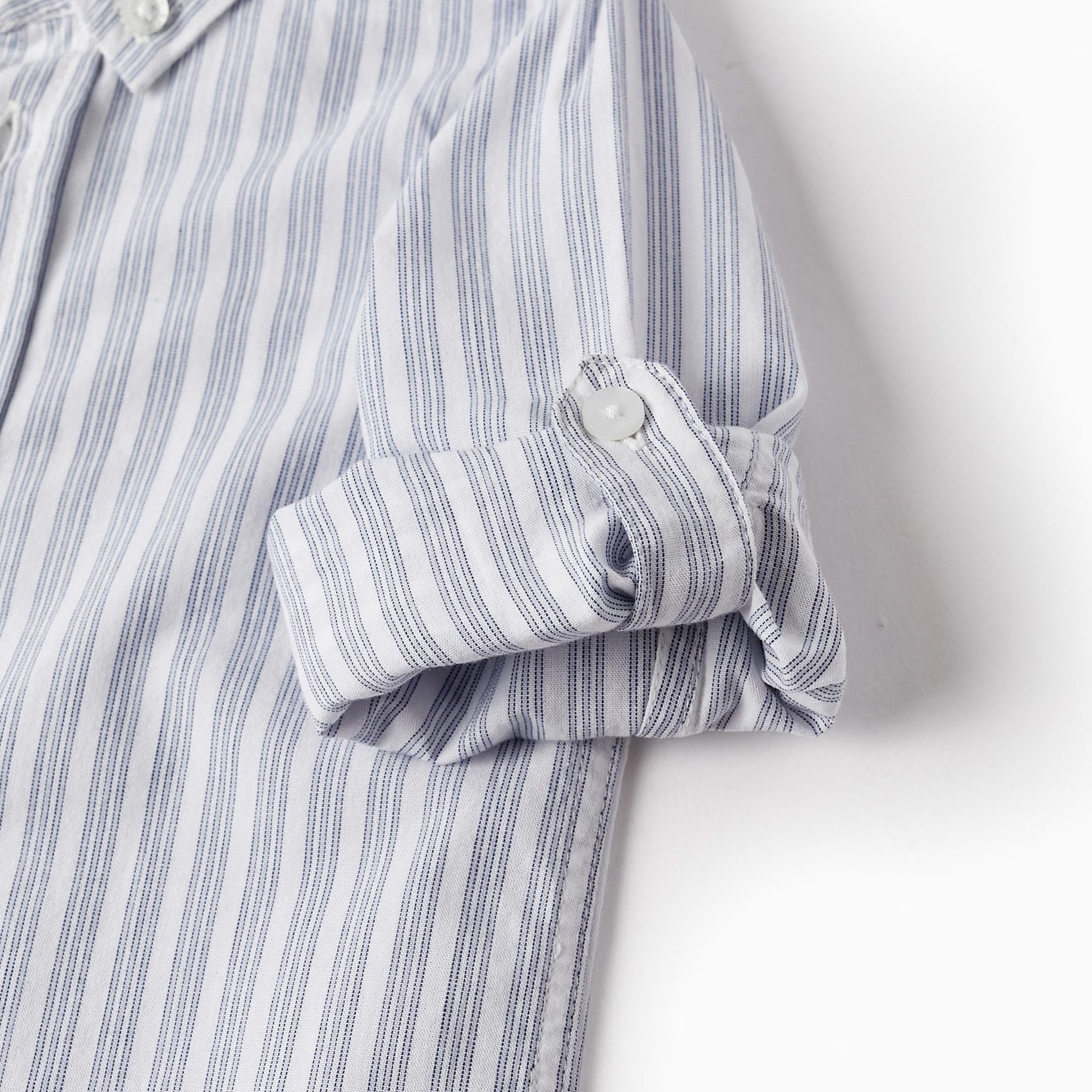 Striped Shirt in Cotton for Baby Boys, White/Blue