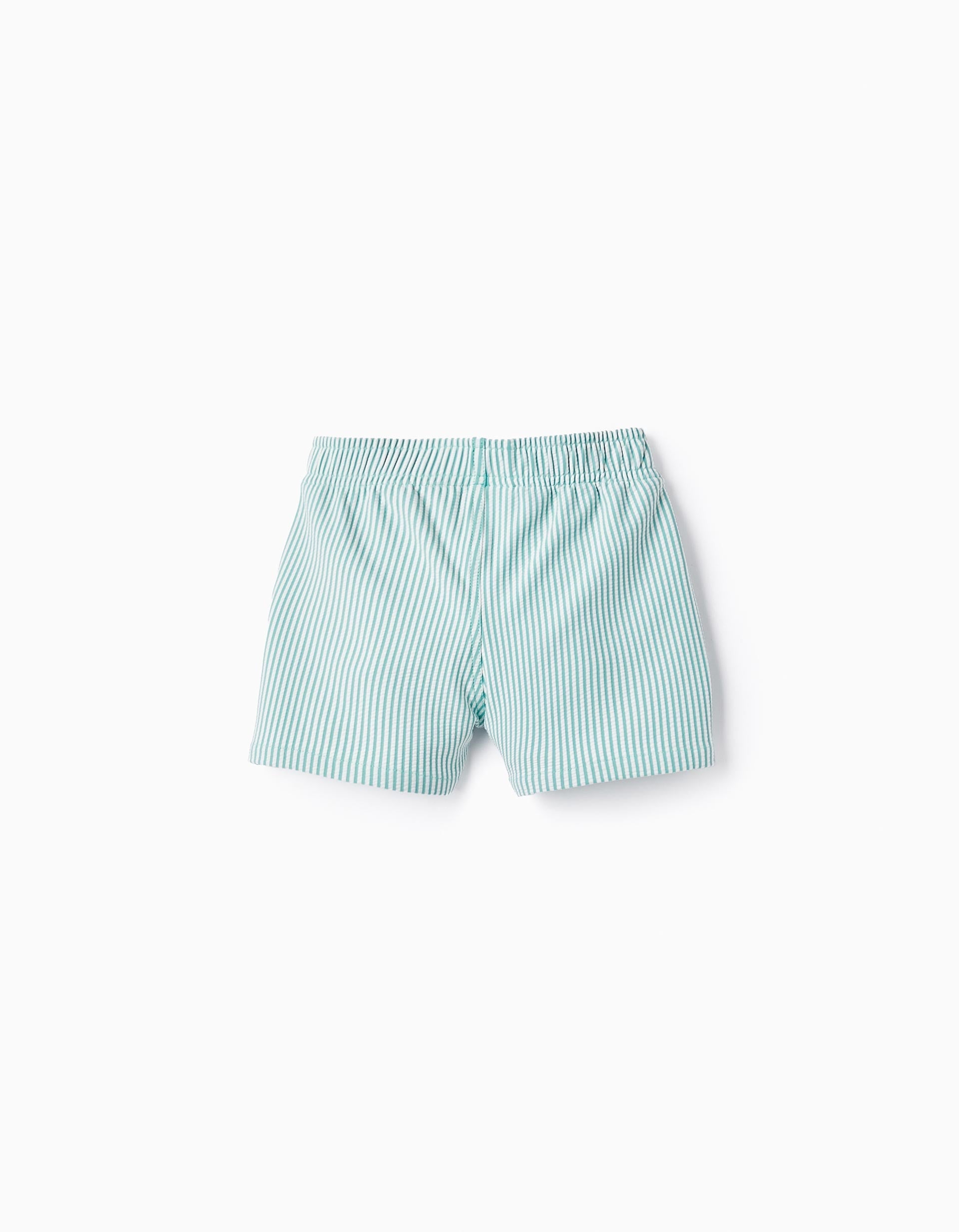 Striped Swim Shorts for Baby Boys, Green/White
