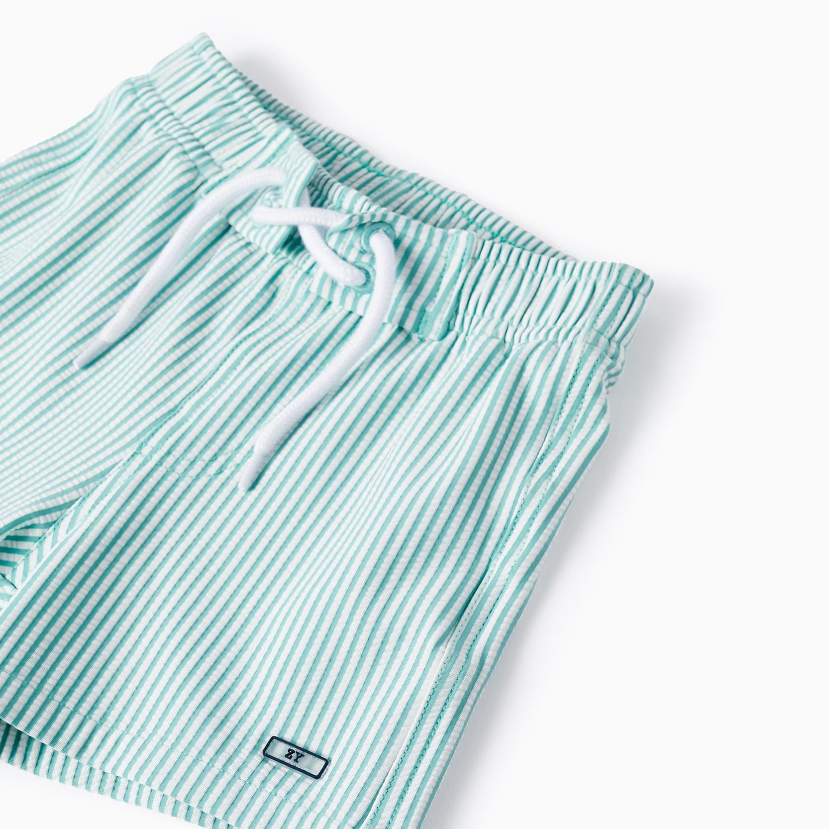 Striped Swim Shorts for Baby Boys, Green/White