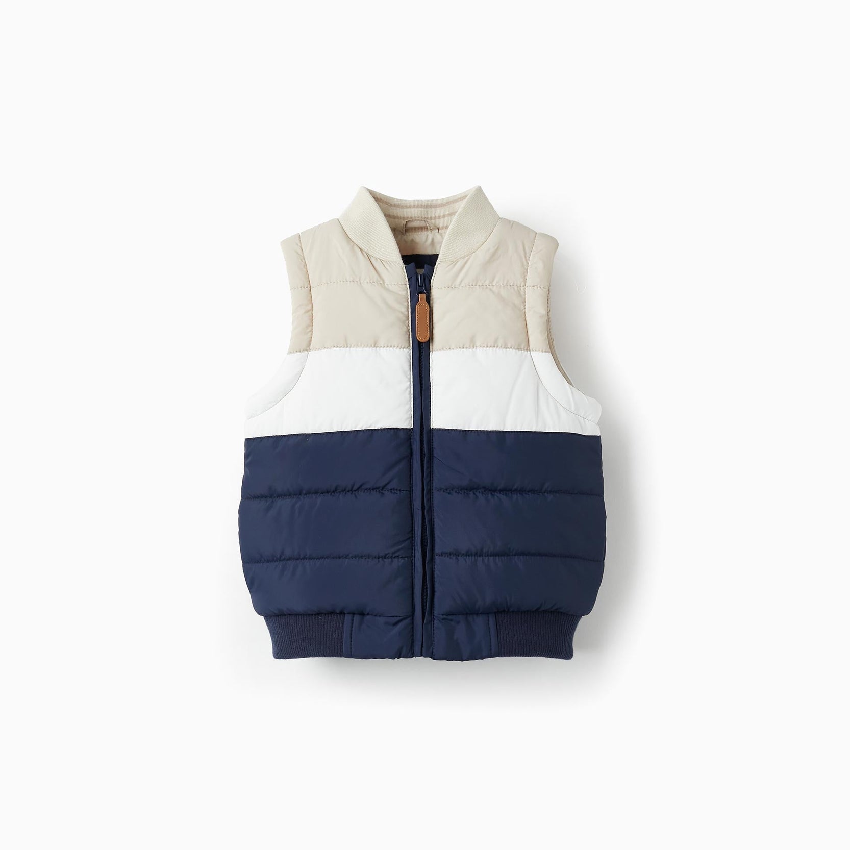 Padded Vest for Baby Boys, Dark Blue/White/Beige