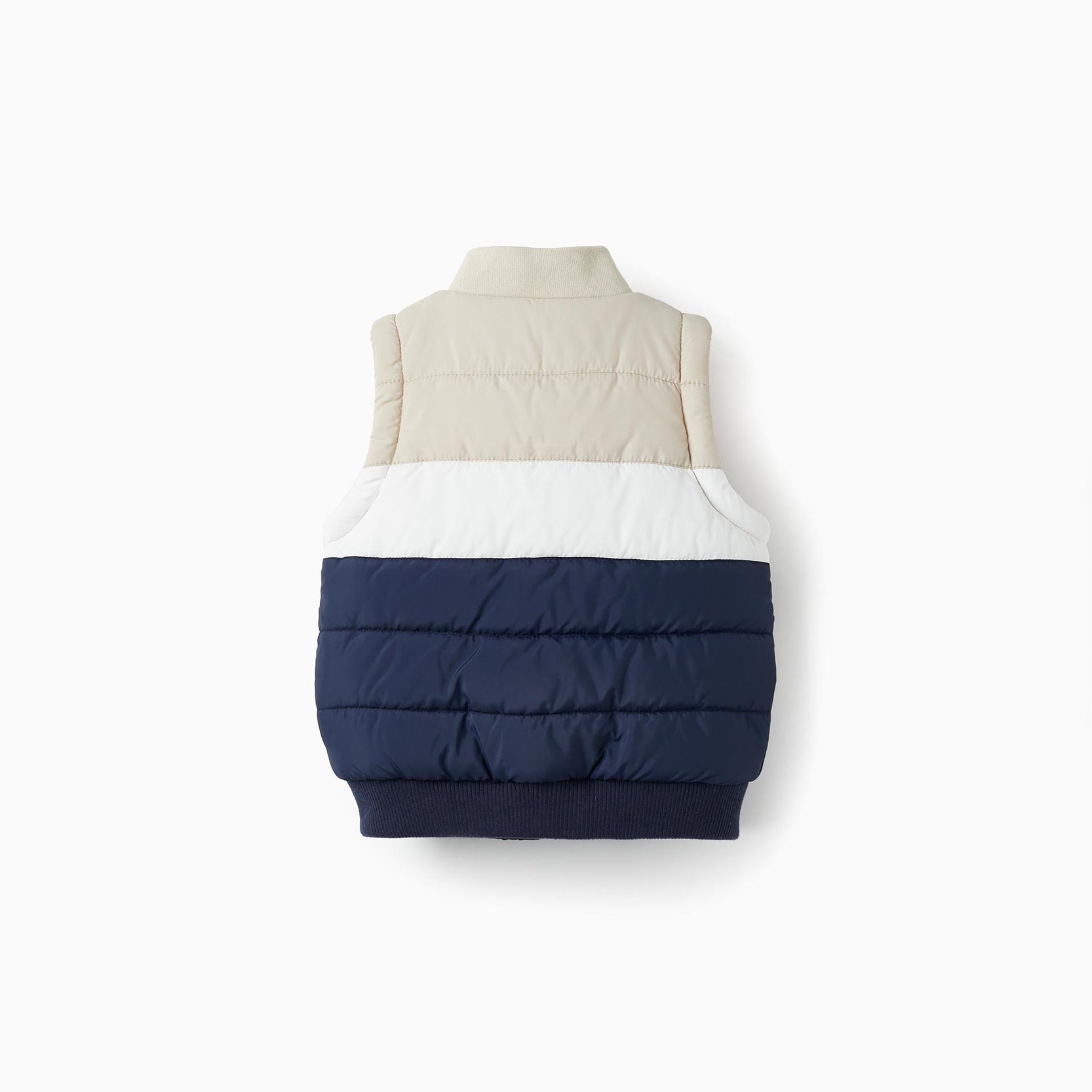 Padded Vest for Baby Boys, Dark Blue/White/Beige