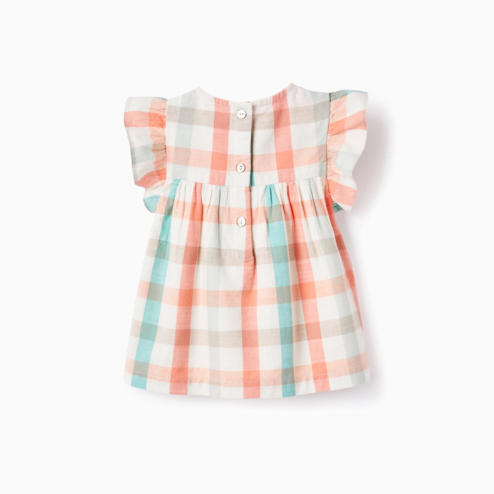 Checked Cotton Blouse for Baby Girls 'B&S', Coral/Green Water