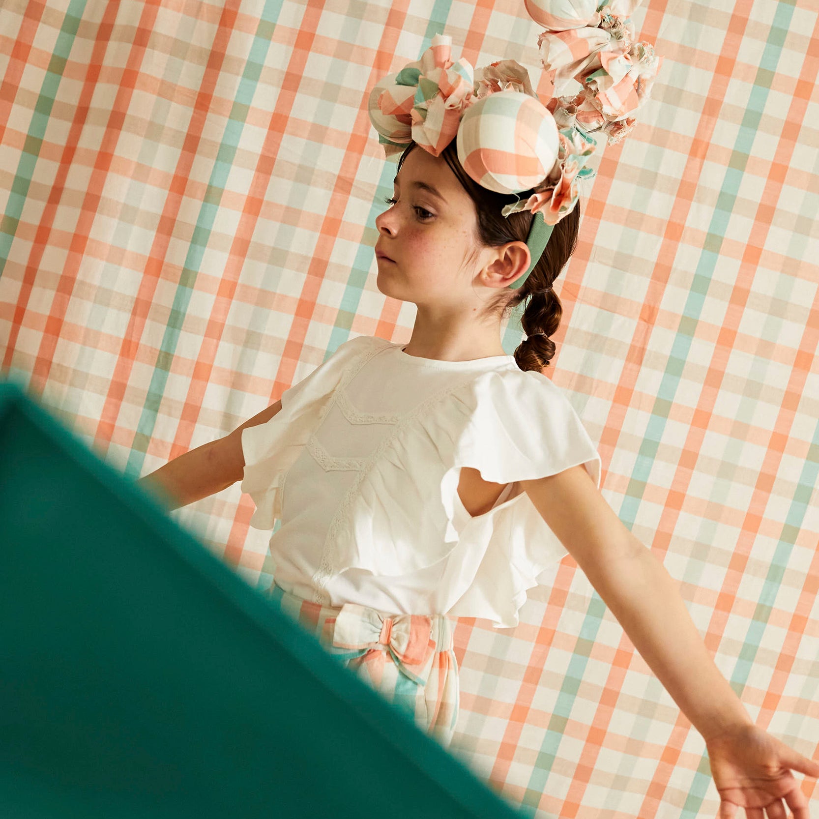 T-shirt with Frills and Lace for Girls 'B&S', White