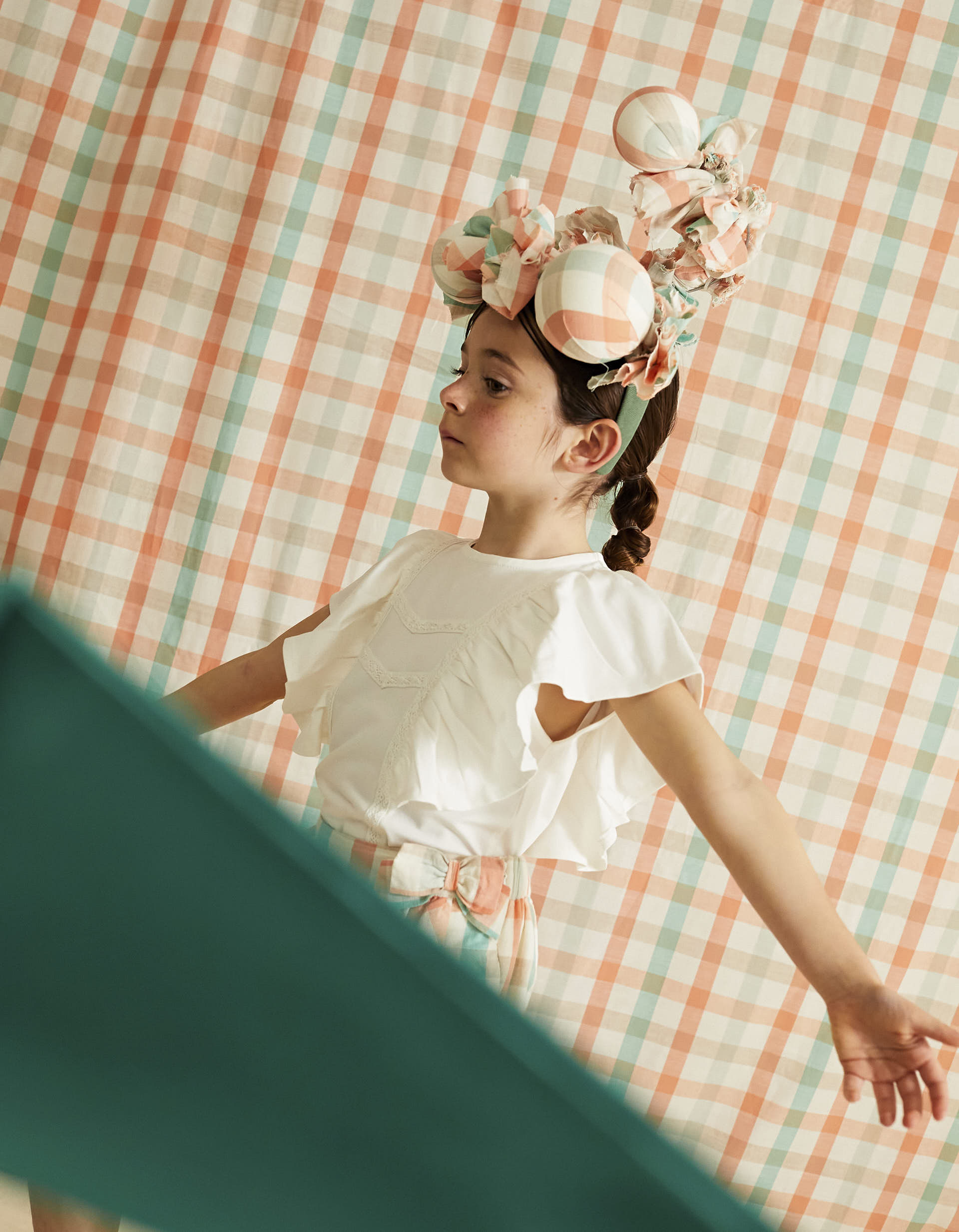 T-shirt with Frills and Lace for Girls 'B&S', White