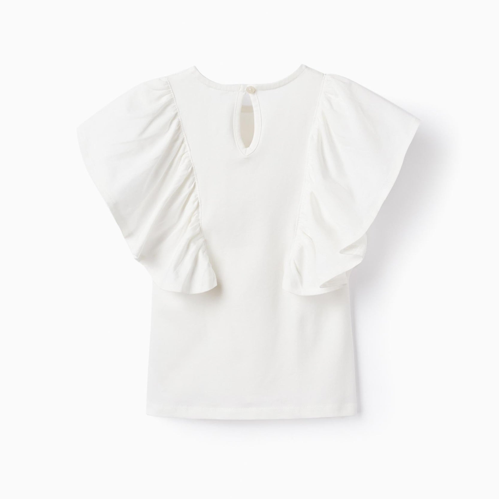 T-shirt with Frills and Lace for Girls 'B&S', White