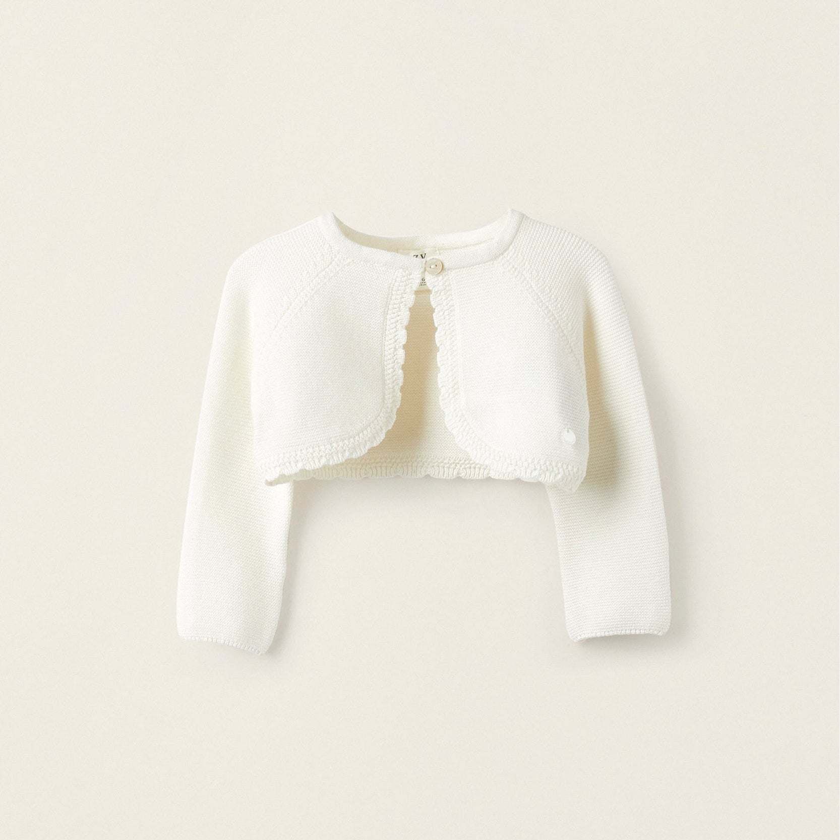 Knitted Bolero Jacket for Newborn Girls, White