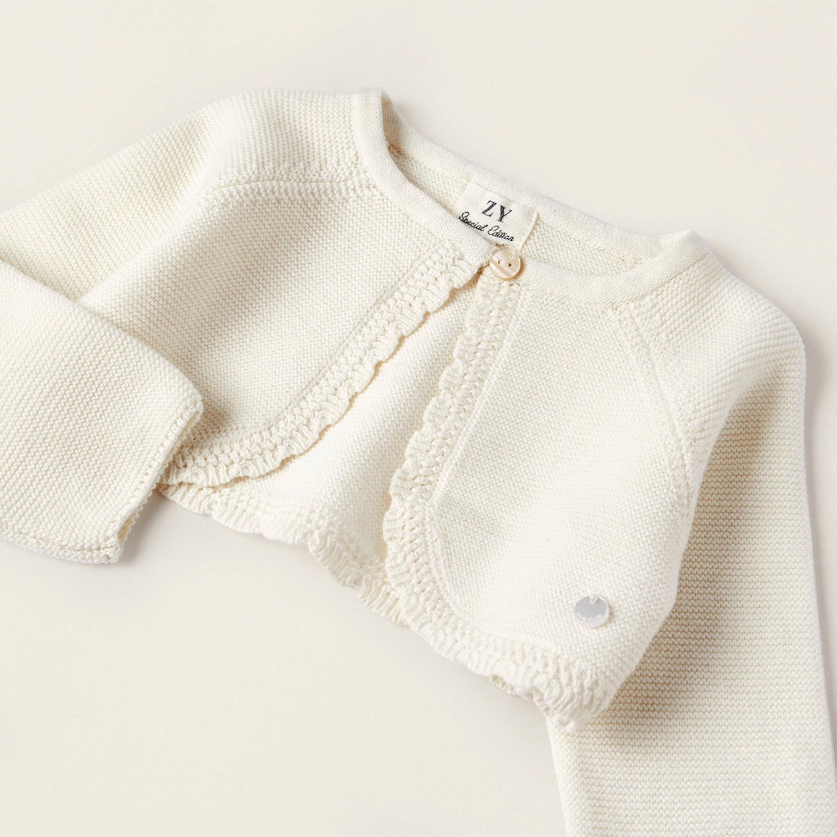 Knitted Bolero Jacket for Newborn Girls, White