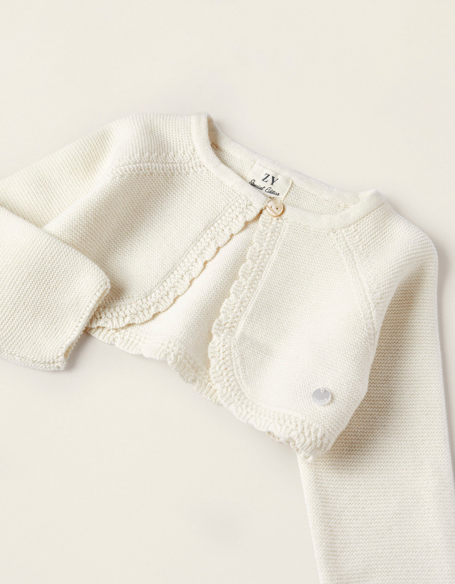 Knitted Bolero Jacket for Newborn Girls, White
