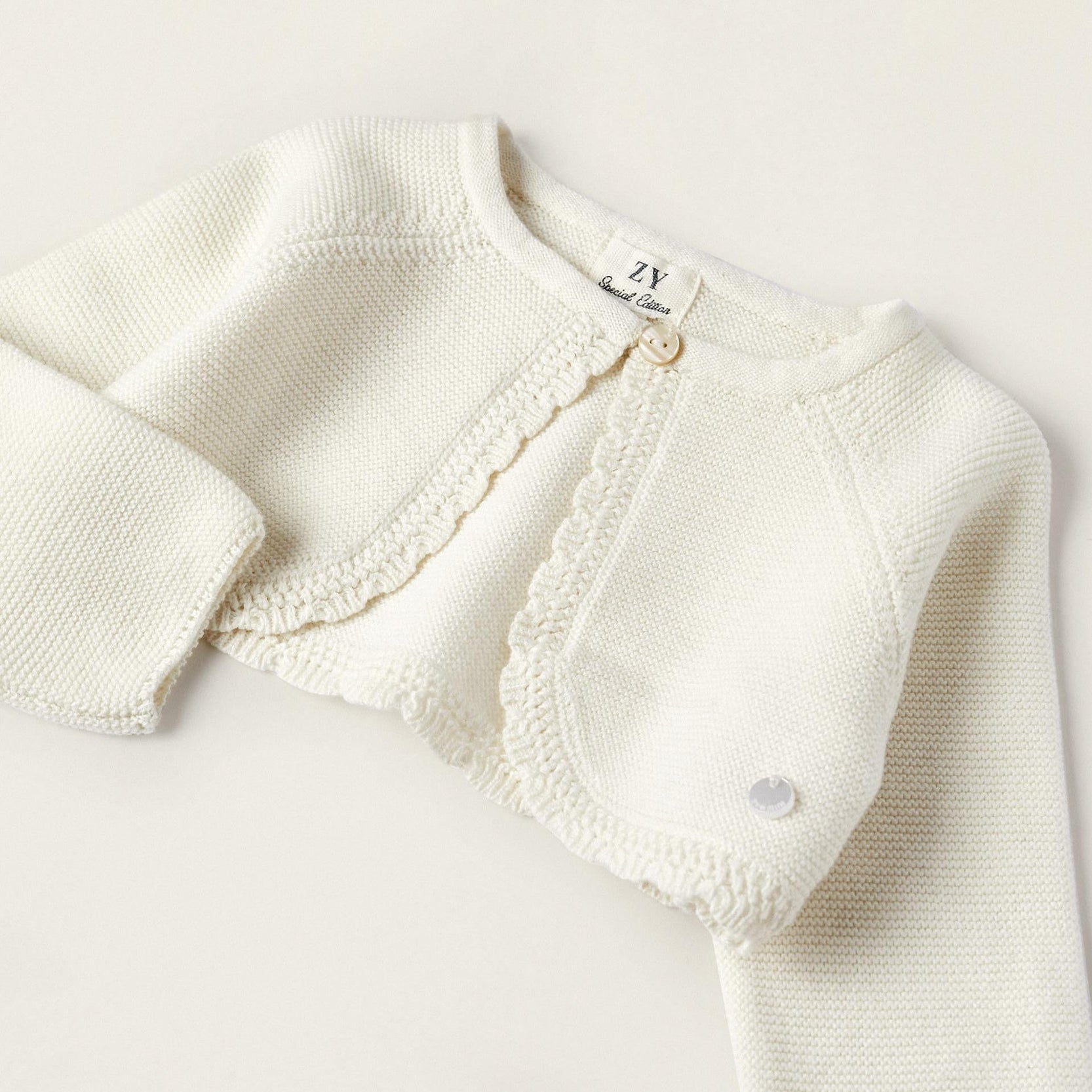 Knitted Bolero Jacket for Newborn Girls, White