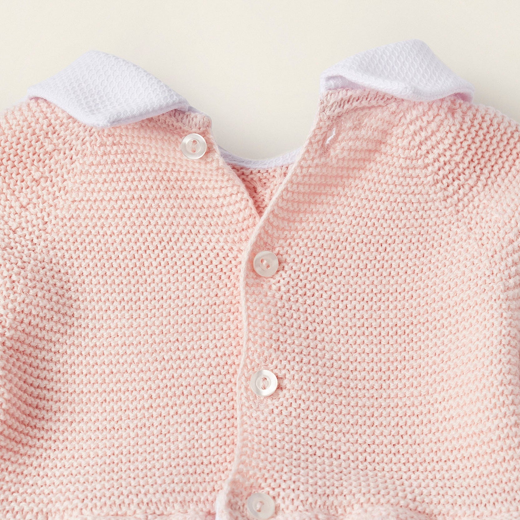 Long Sleeve Combined Bodysuit for Newborn Girls, Light Pink/White