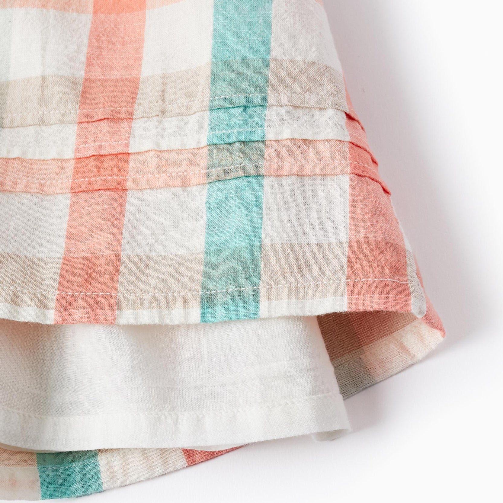 Checked Dress + Bloomers for Baby Girls 'B&S', Coral/Green Water