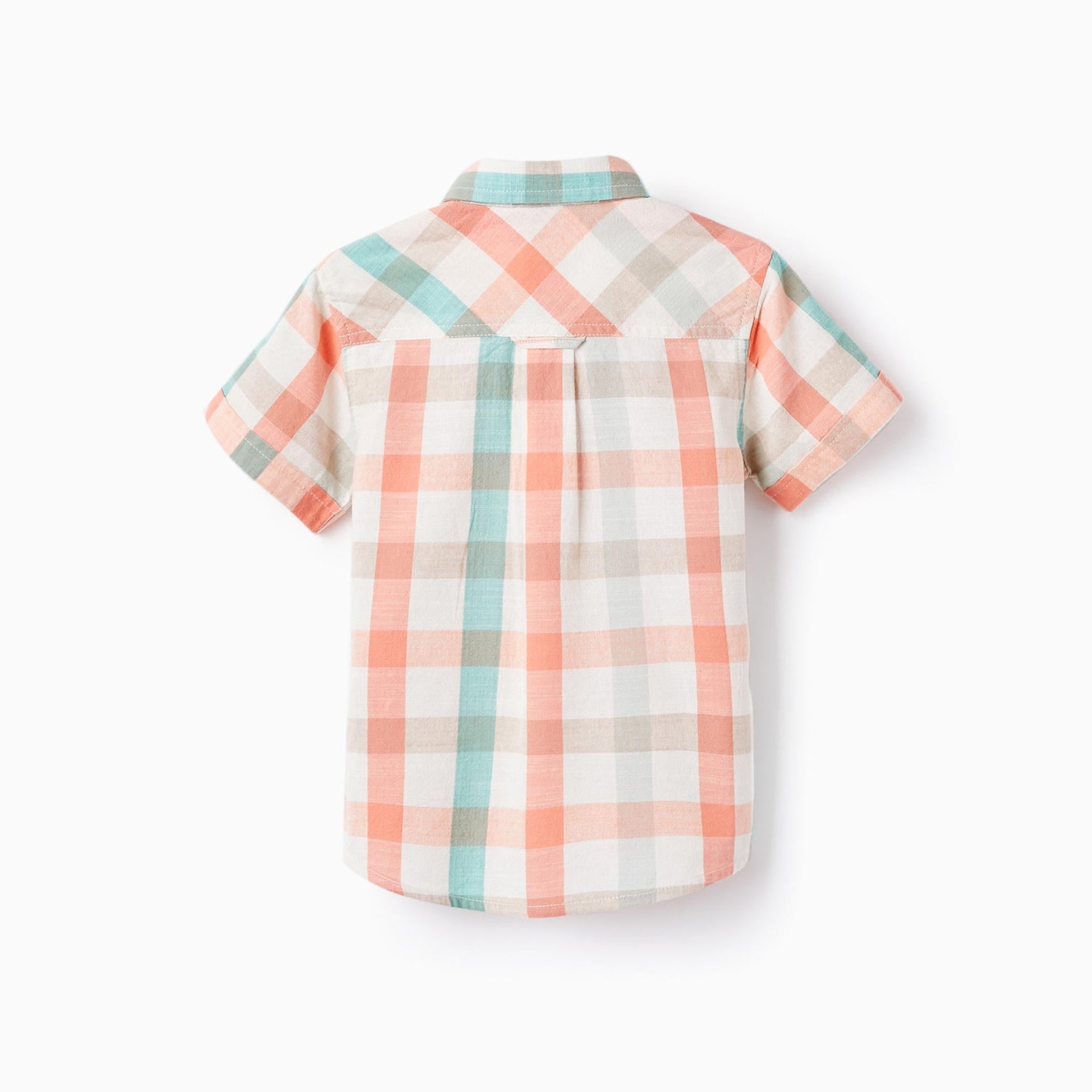 Checked Shirt in Cotton for Baby Boys 'B&S', Aqua Green/Coral