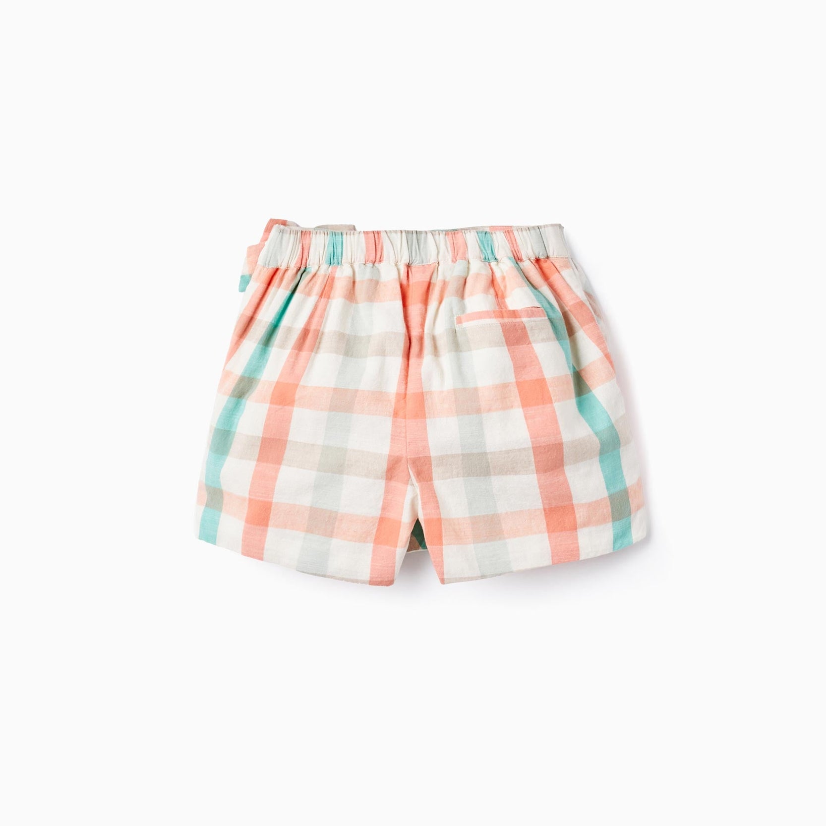 Checkered Cotton Skort for Girls 'B&S', Aqua Green/Coral