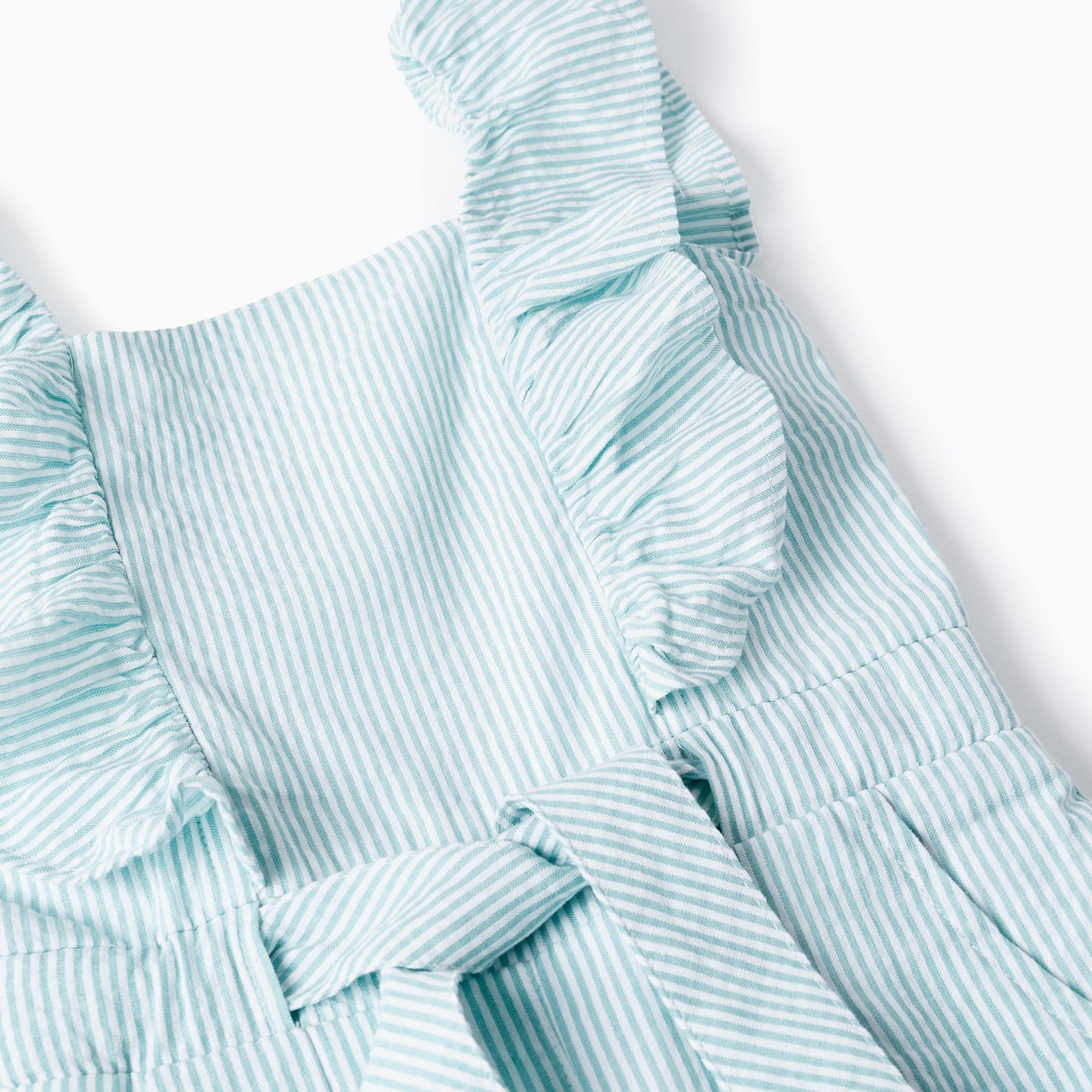 Short Striped Jumpsuit for Girls, Green/White