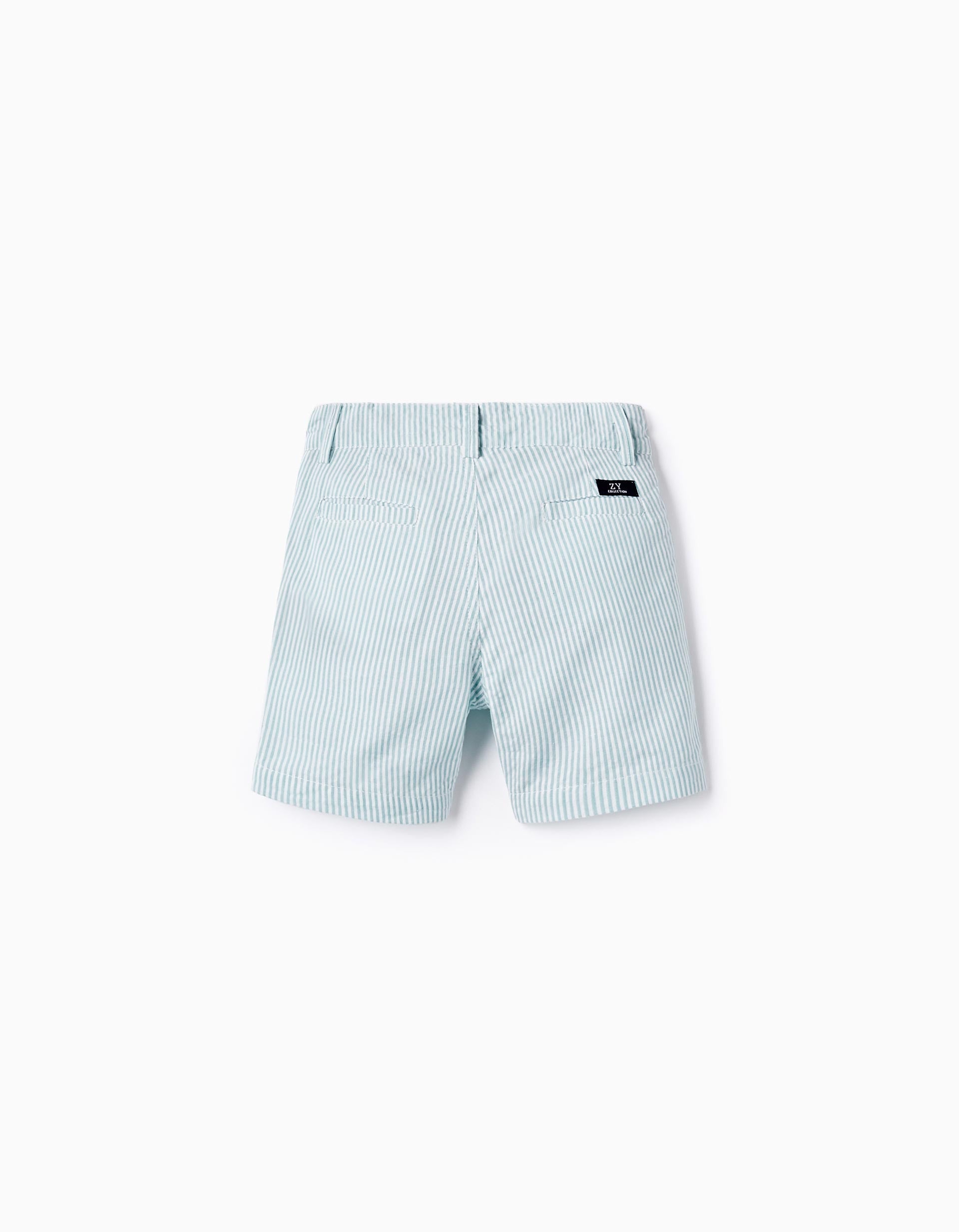 Striped Chino Shorts for Baby Boys, White/Green