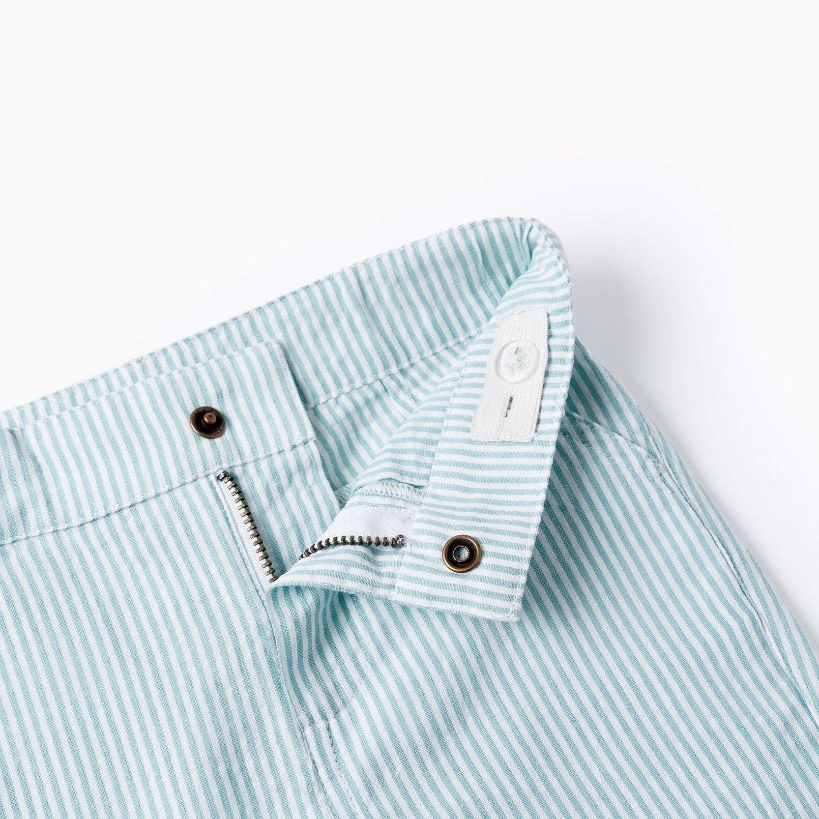 Striped Chino Shorts for Baby Boys, White/Green