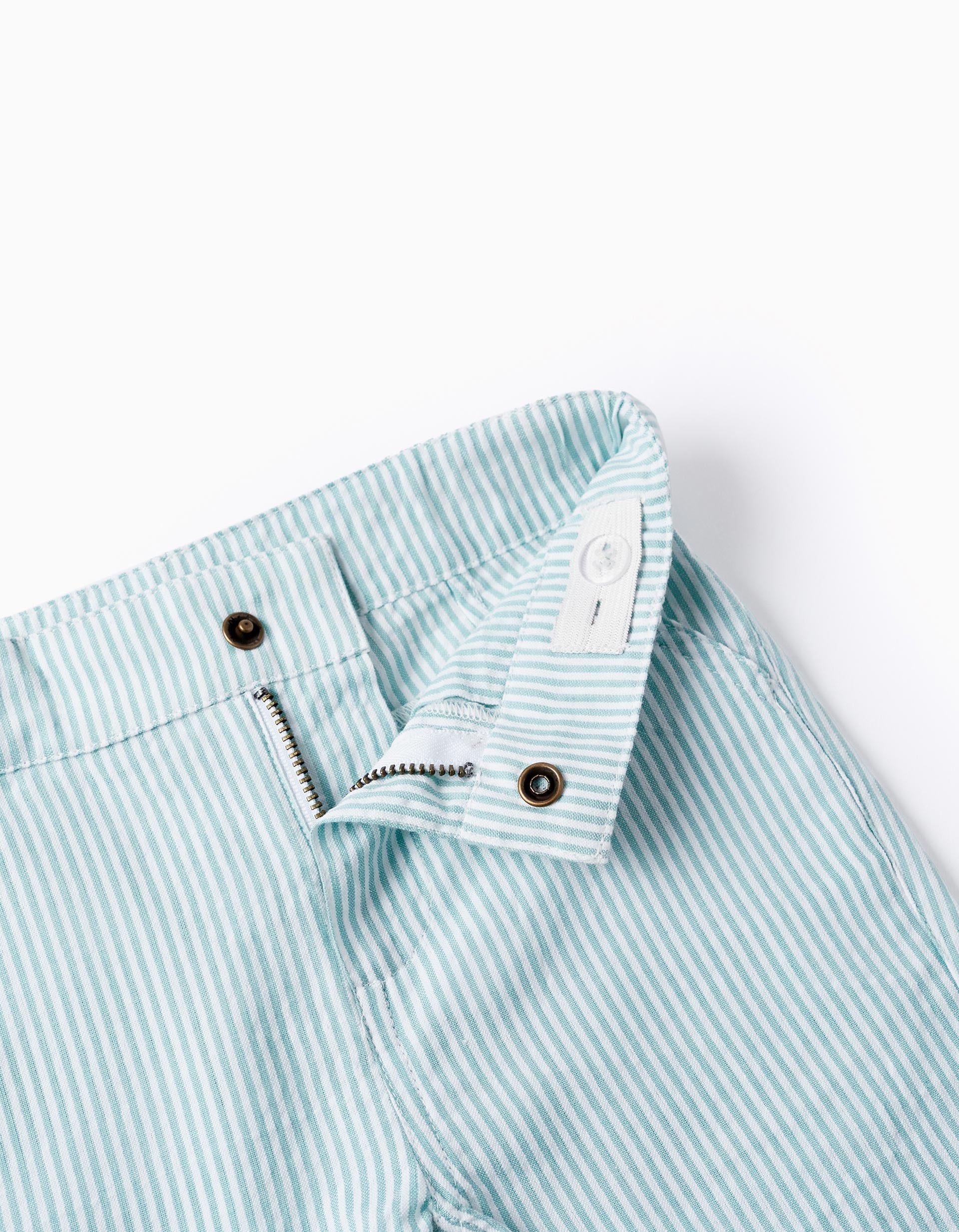 Striped Chino Shorts for Baby Boys, White/Green