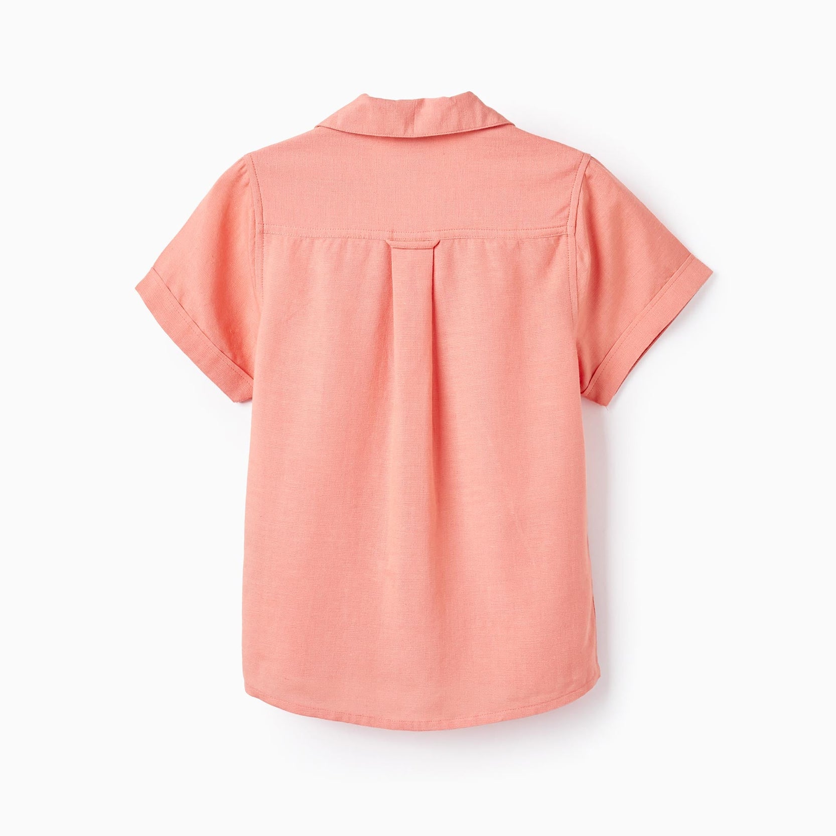Short Sleeve Linen Shirt for Boys, Coral