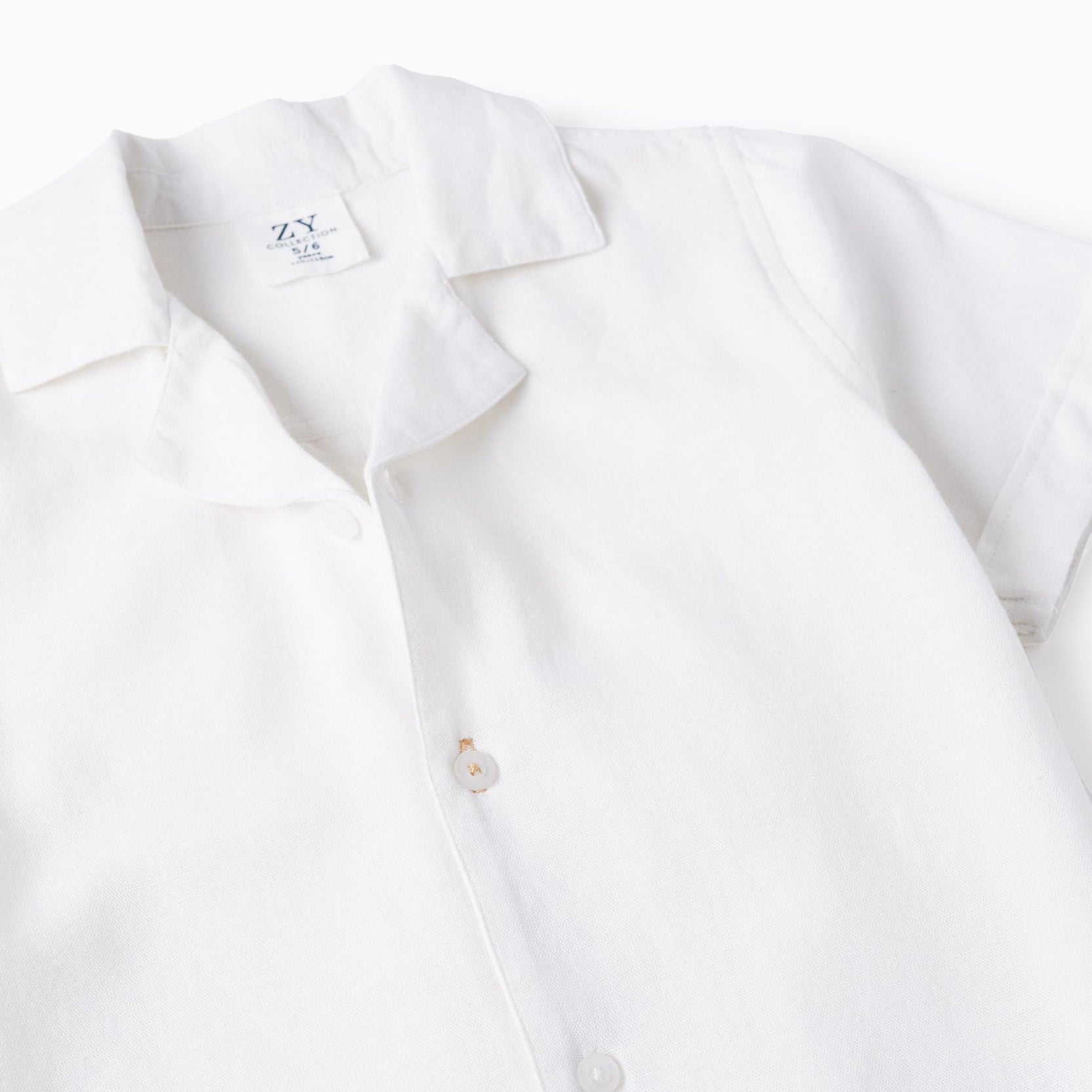 Short Sleeve Linen Shirt for Boys, White