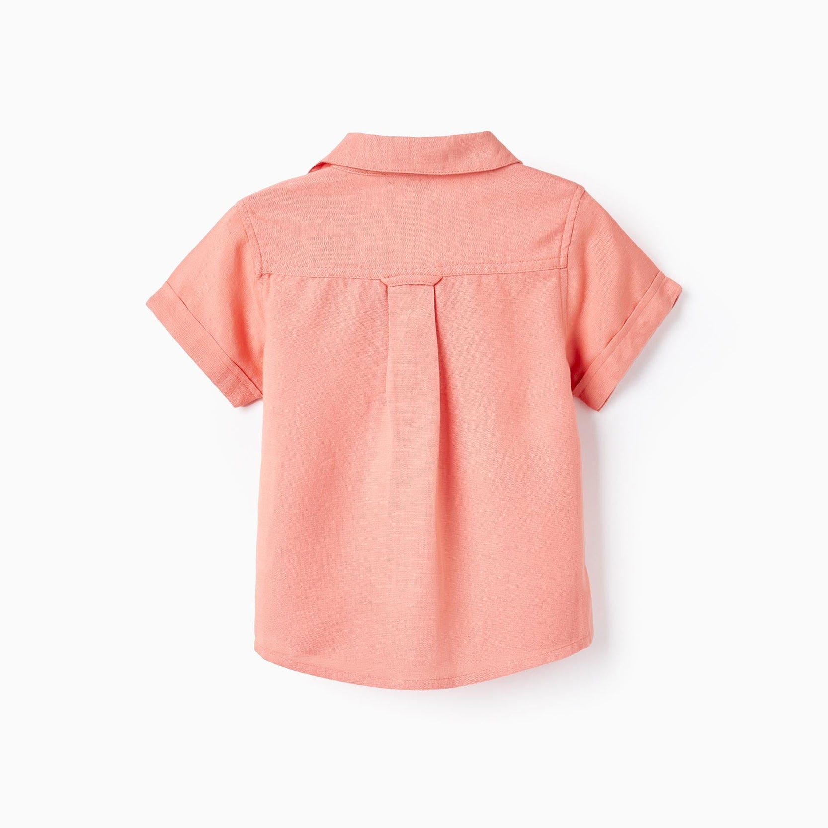 Short-sleeved Shirt with Linen for Baby Boys, Coral